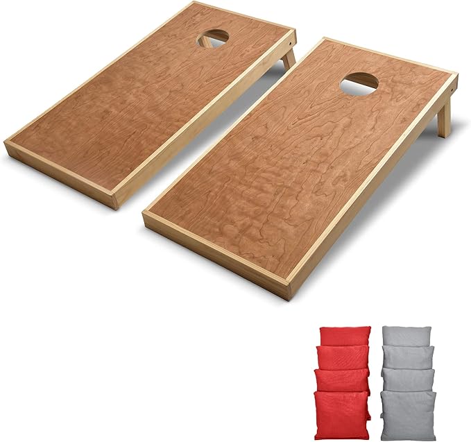 GoSports 4’ x 2’ Commercial Grade Cornhole Boards Set - Natural Wood Cornhole Boards, Choose from Different Bean Bag Color Combinations