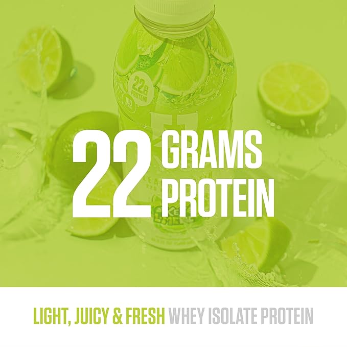 RYSE Clear Protein Shake - Key Lime Pie - 100 Calories, 22g Whey Isolate Protein, Sugar-Free, 0g Fat & Lactose-Free - Refreshing Ready-to-Drink Beverage - 16.9 fl oz Bottles (12-Pack)