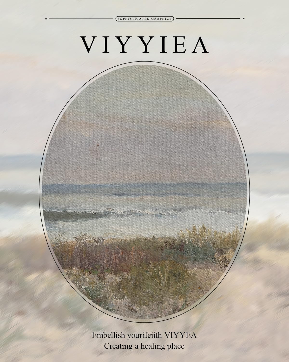 VIYYIEA Gold Framed Canvas Print - Classical Coastal Scenery Wall Art for Home Decor | 11x14in