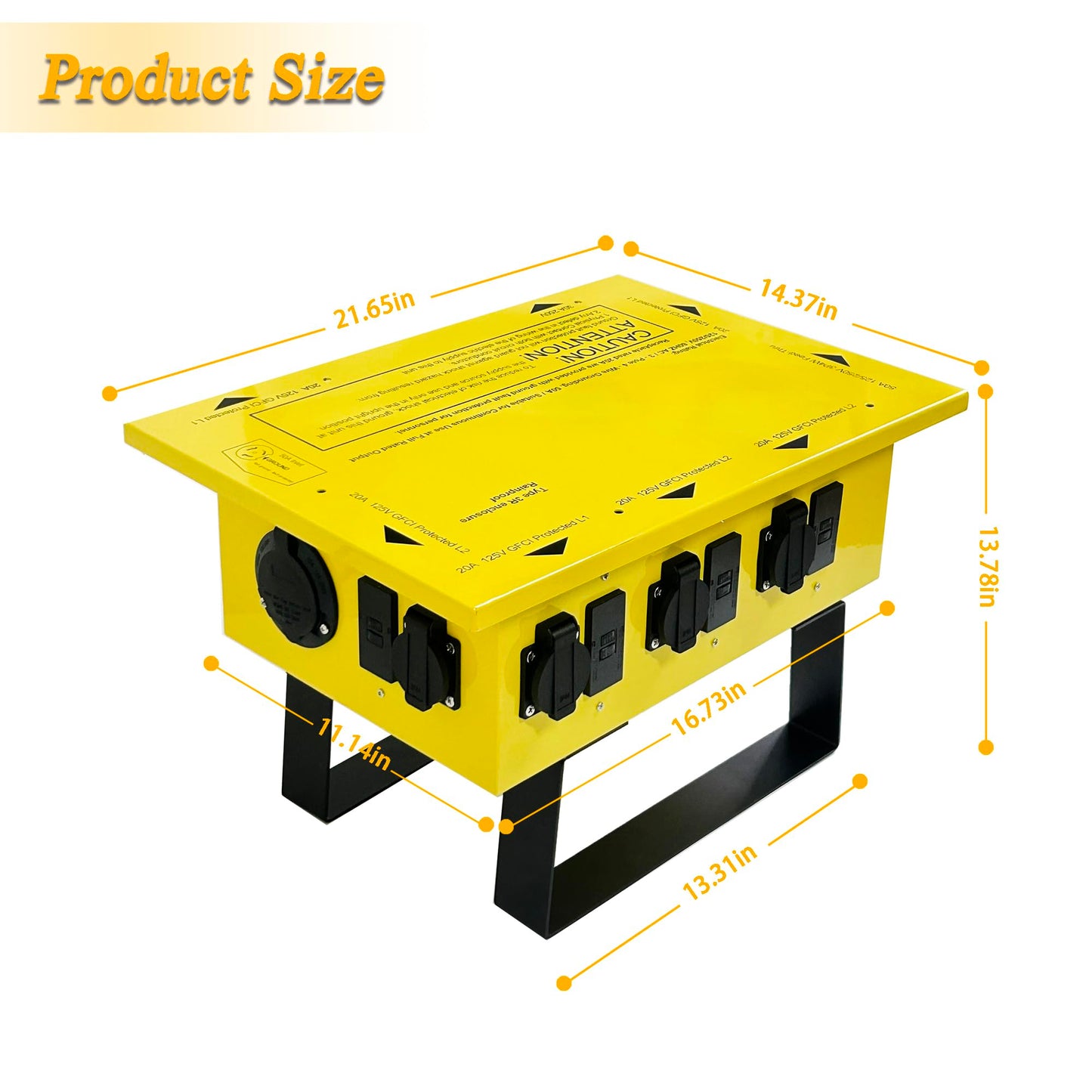 Power Distribution Box,50-Amp,125/250V,Temporary Power Box,Equipped with Individually Controllable Sockets and Circuit Breaker,Ideal for Temporary Power Needs