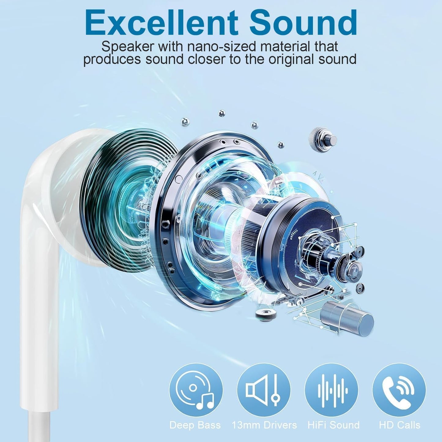 Generic 3.5mm 2 Pack Plug in Wired Earbuds with Microphone, in-Ear Headphones Wired with Noise Blocking, Premium Sound