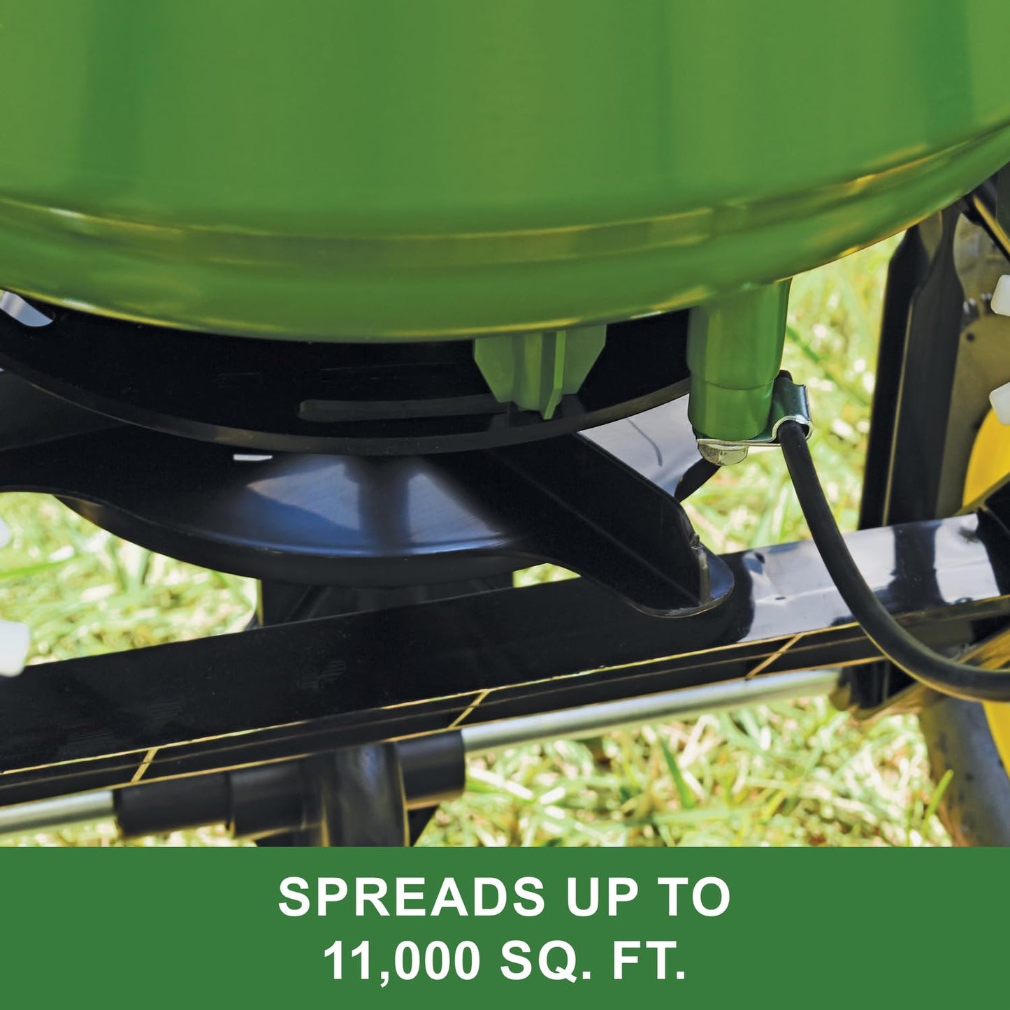 John Deere Push Broadcast Spreader for Seed, Fertilizer & Ice Melt, 60 lb Capacity Walk-Behind Lawn Spreader with Pneumatic Tires