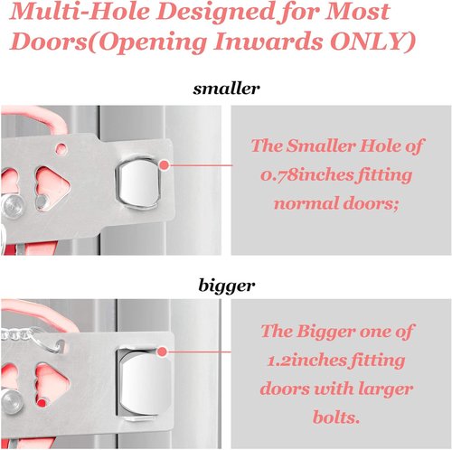 AceMining Portable Door Lock - Enhance Home Security & Privacy | Travel Lockdown for Hotels & Apartments - Pink (1 Pack)