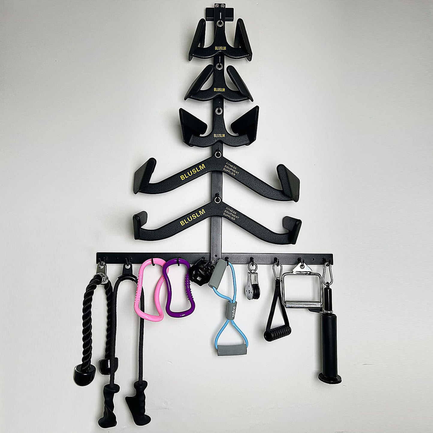 Gym Fitness LAT Pull Down Bar Storage Rack for Mag Grip - Heavy Duty A-Frame Stand for Pulldown Attachments (T-ZHIJIA)