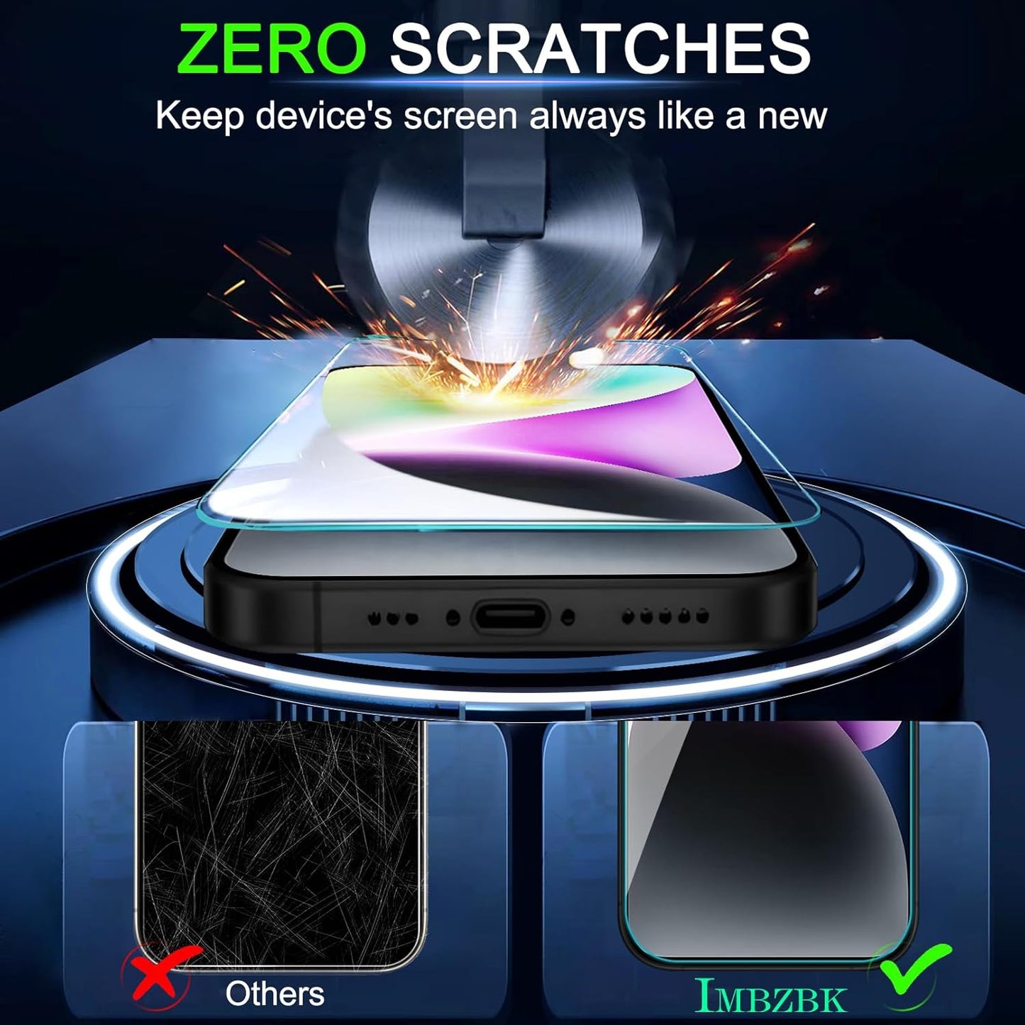3 Pack 14 [6.1 INCH] 3 IMBZBK [Auto-Dust Removal] Screen Protector for iPhone Accessories, Case Friendly Film, Military