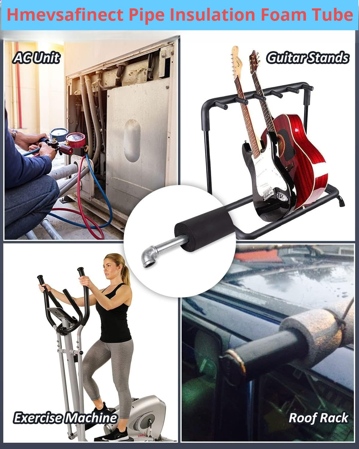 Pipe Insulation Foam Tube - 3/4'' ID x 3/8" TK x 5.9 FT Foam Tubing for AC Unit, Guitar Stands, Exercise Machine Handle and Roof Rack. (3/4" ID*3/8" TH-6Ft)