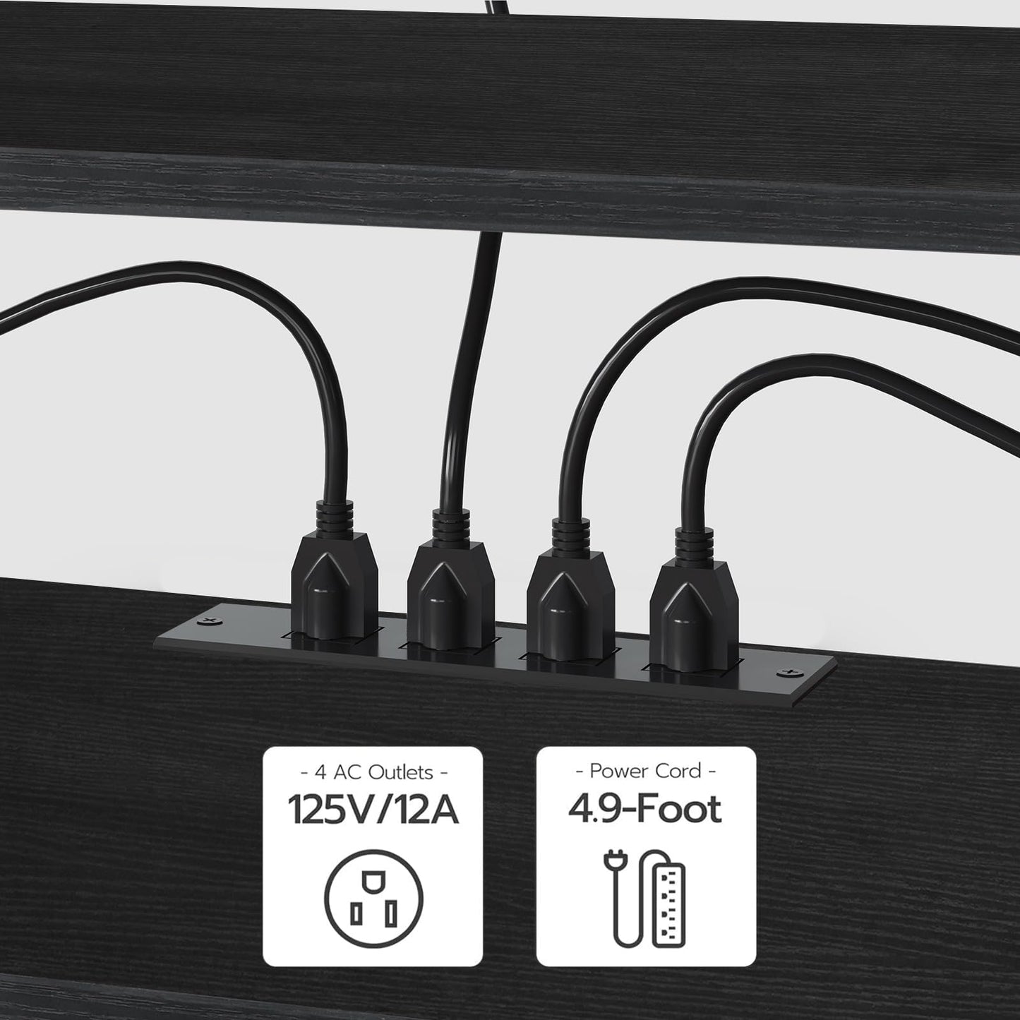 HOOBRO TV Stand with Power Outlets to 75 Inches, TV Console Table with Open Storage Shelves Cabinet, Industrial Media Entertainment Center for Living Room Bedroom, Black BB80DS01