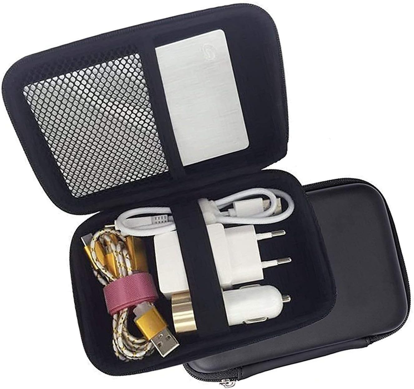 CableVantage 2.5" External Hard Drive Disk Case Portable Power Bank External Battery Bag Hand Carry Zipper Travel
