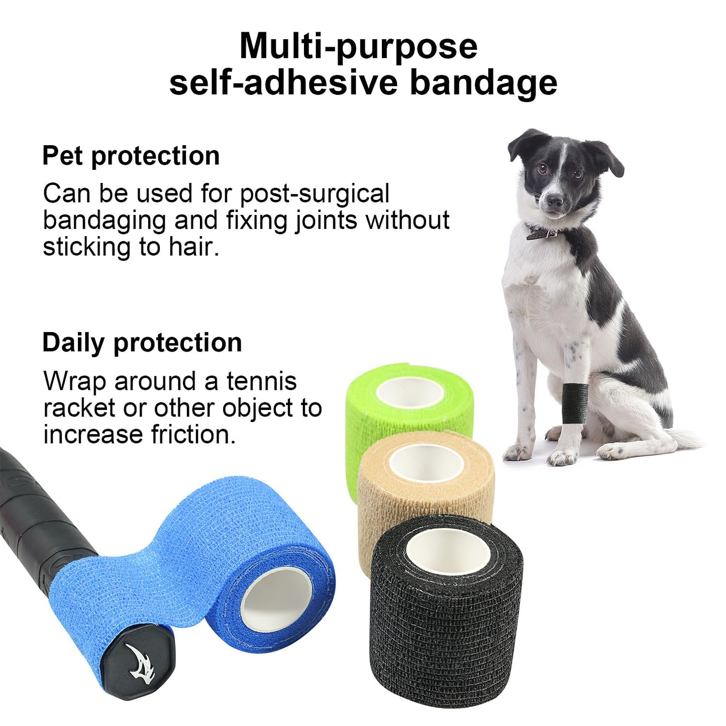 GooGou Self Adherent Wrap Bandages Self Adhering Cohesive Tape Elastic Athletic Sports Tape for Sports Sprain Swelling and Soreness on Wrist and Ankle 8PCS 2 in X 14.7 ft (White)