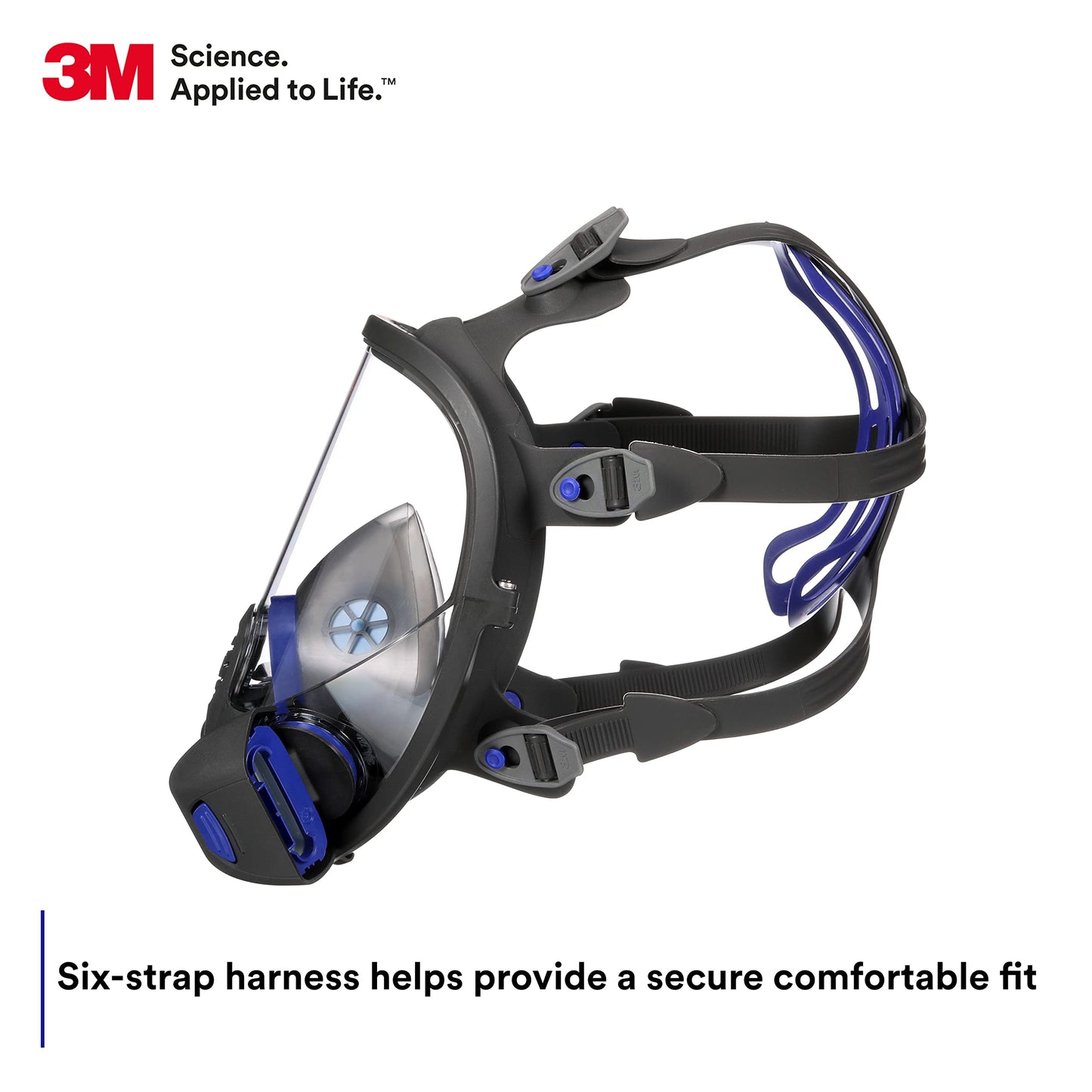 3M Secure Click Full Face Reusable Respirator with Large Lens, Speaking Diaphragm and Push Button Seal Check, FF-802, Painting, Sanding, Chemical Clean-up, Sawing, Medium