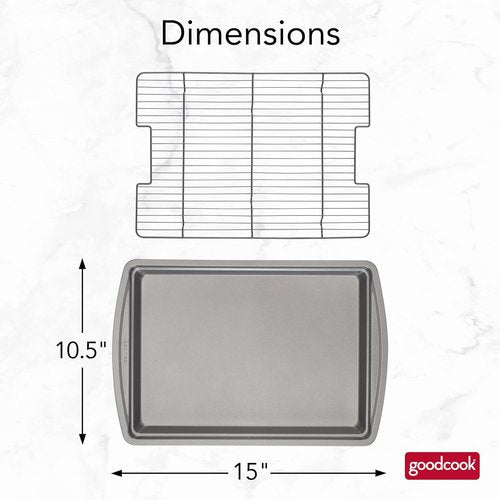 GoodCook Nonstick Carbon Steel Baking Pan & Wire Rack Set - 15” x 10.5”, Perfect for Pizza & Bacon