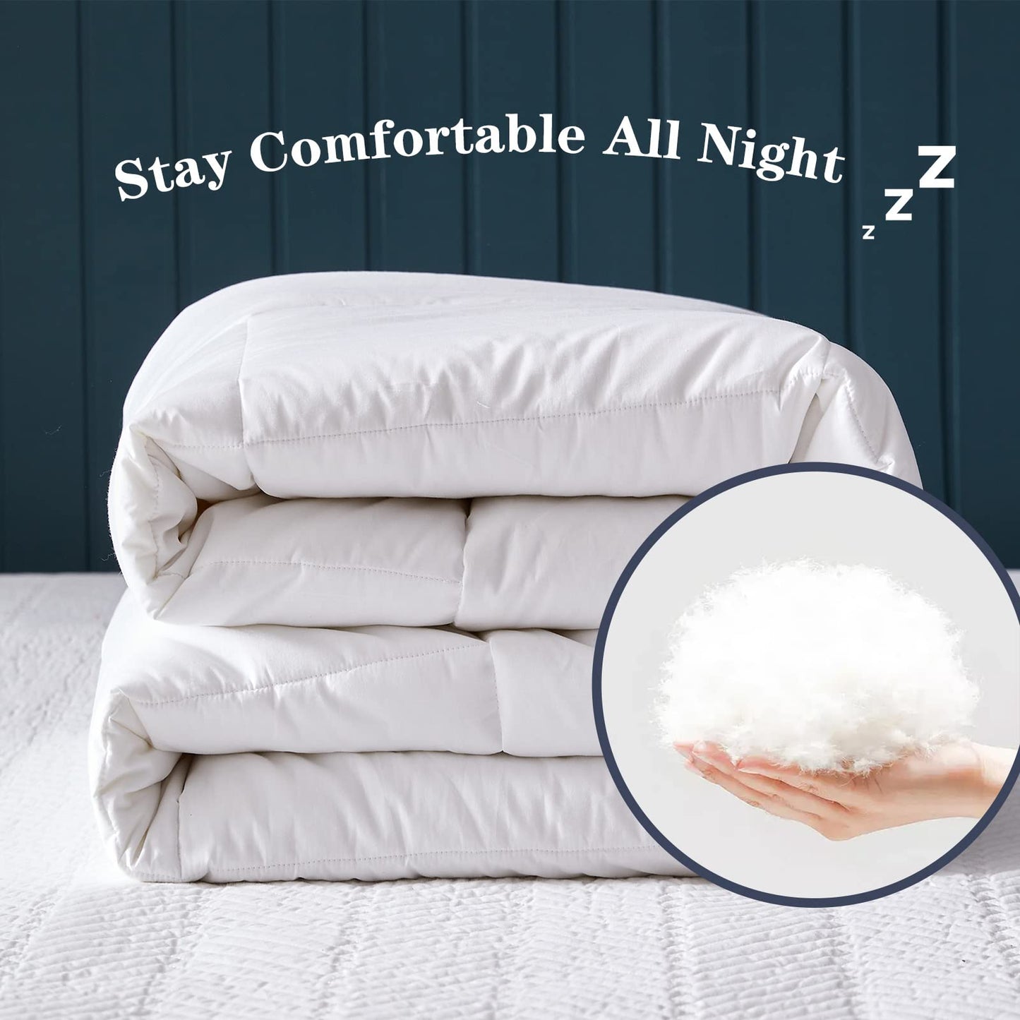 Simple&Opulence Down Alternative Comforter, King Size Duvet Insert with 100% Cotton Cover, Ultra-Soft Microfiber Quilted All Season Breathable Cooling Bed Comforter (King, White)
