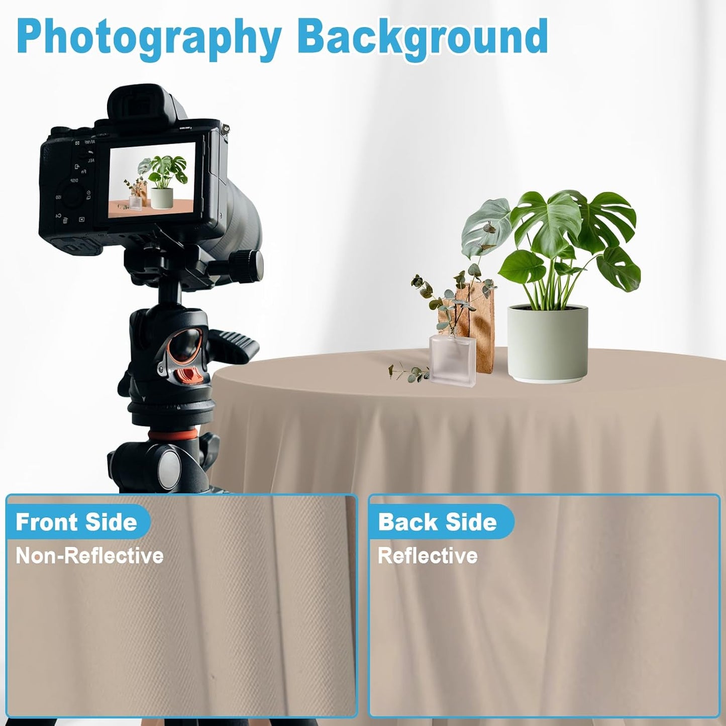 LYLYCTY 8X10 Beige Backdrop for Photoshoot, Professional Photo Backdrop Background Curtain for Product Photography
