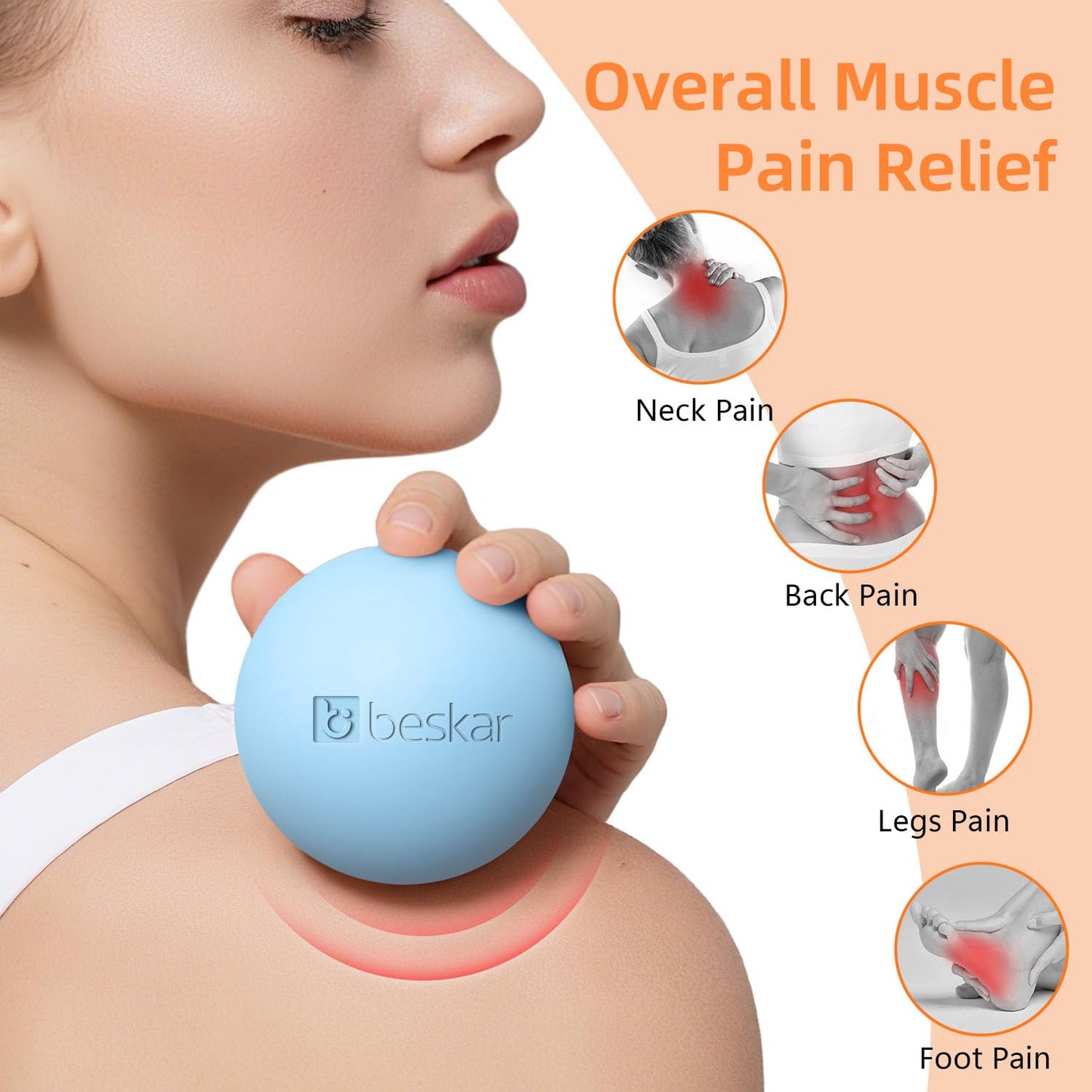 Massage Lacrosse Balls for Myofascial Release, Trigger Point Therapy and Yoga Therapy, Foot Massage Ball to Relieve Plantar Fasciitis Blue