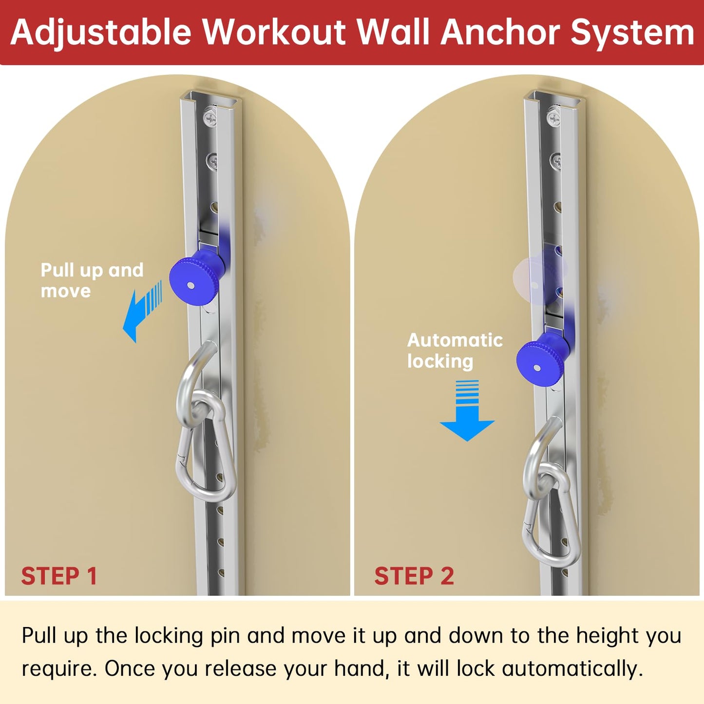 Resistance Bands Wall Anchor Exercise Equipment Platform Base 2 PCS (Length 40"), Adjustable Wall-Mounted Anchor Multi-Purpose Fitness System for Complete Full Body Strength Training