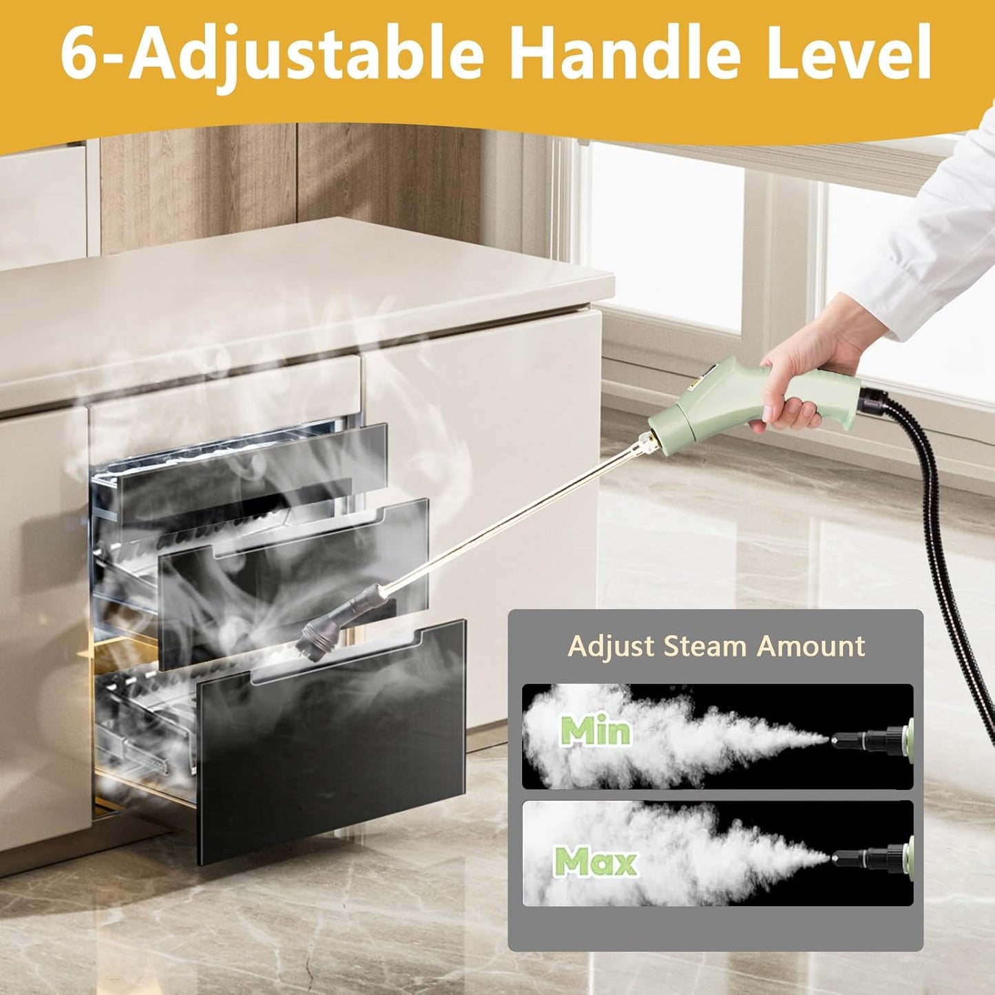Skiennix Steam Cleaner - High Pressure Handheld Steamer with 15s Heat-Up & 11 Accessories | Ideal for Home, Floors, Car, Grout, Kitchen