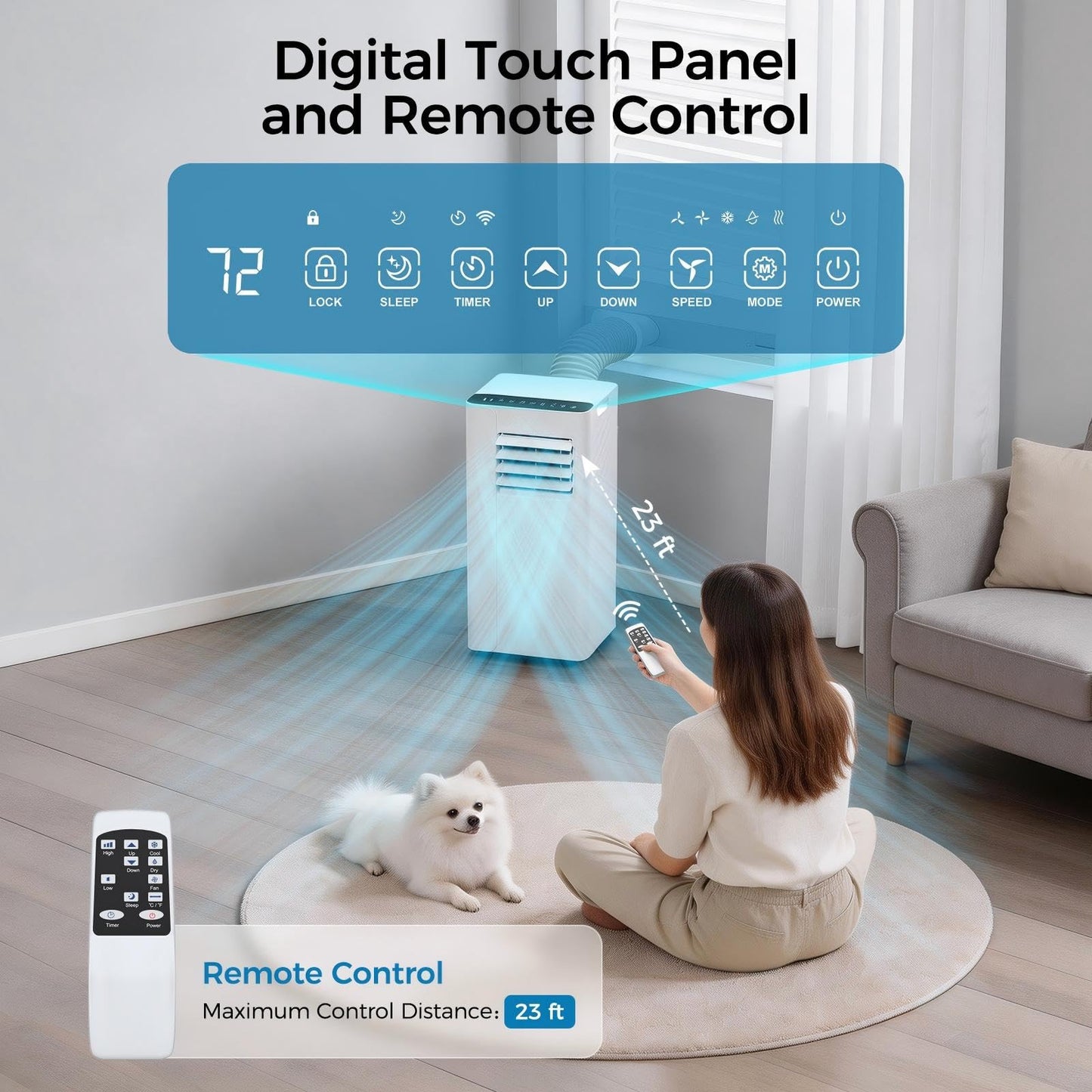 URBANITE 16000 BTU Portable Air Conditioner, Smart WiFi APP & Remote Control, 5-in-1 AC Unit Cools up to 750 Sq.Ft, 40dB Ultra Quiet Dehumidifier/Fan/Sleep Mode, Easy Installation for Bedroom & Office