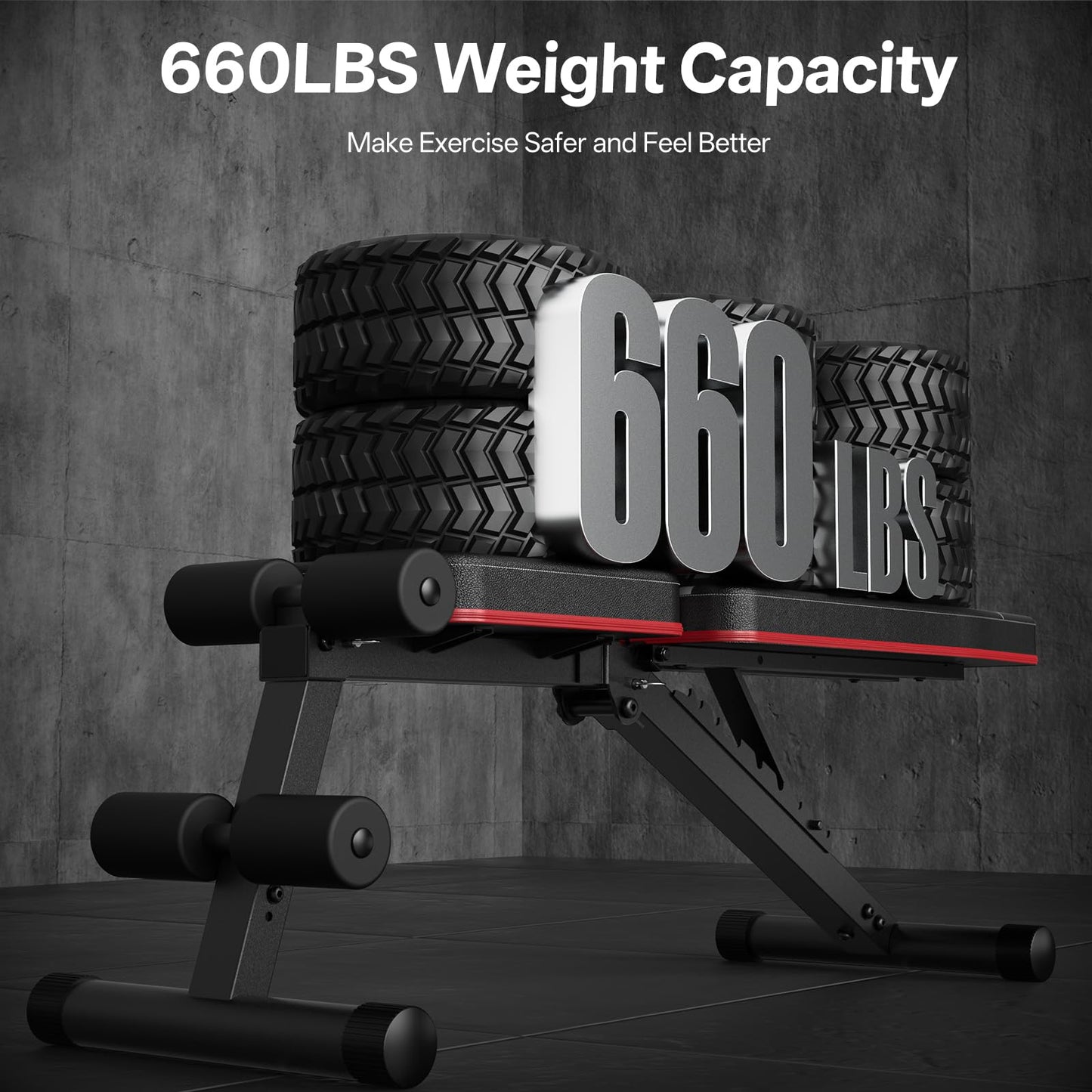 PASYOU Adjustable Weight Bench, Foldable Incline Decline Flat Bench with 660 lb Capacity, 95% Pre-Assembled, Compact Bench Press Full Body Strength Training Bench for Home Gym, Wider Seat, Grey