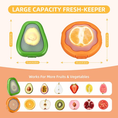 KMOSENIA 2pc Fruit Storage Containers for Fridge, Avocado Saver and Onion Storage Set, Reusable Silicone Food Storage Containers for Tomatoes, Lemons, and Potatoes (2)