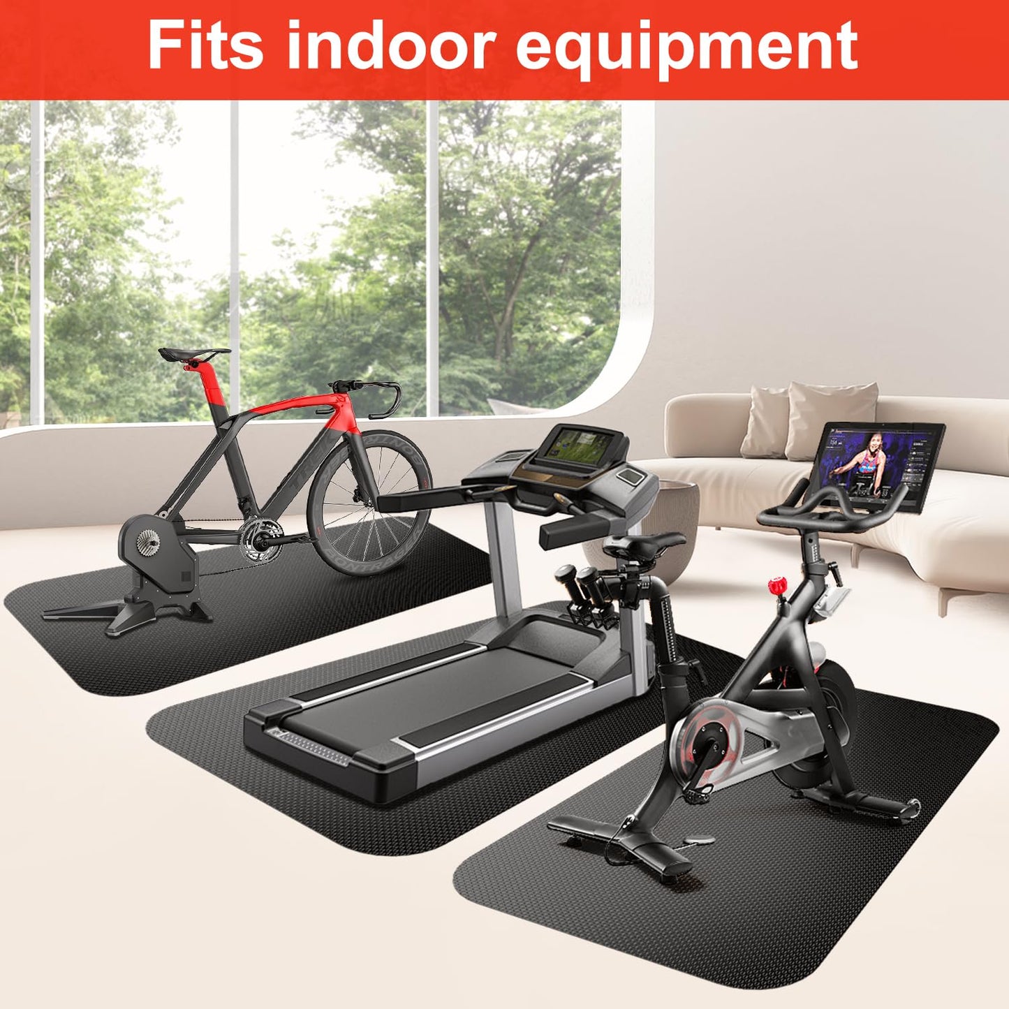 Treadmill Walking Pad Mat for Carpet Floors,32x84 Foldable Treadmill Mat for Hardwood Floors, Non-Slip Exercise Equipment Mat for Under Exercise Bike, Walking Pad & Elliptical, Noise Shock Absorption