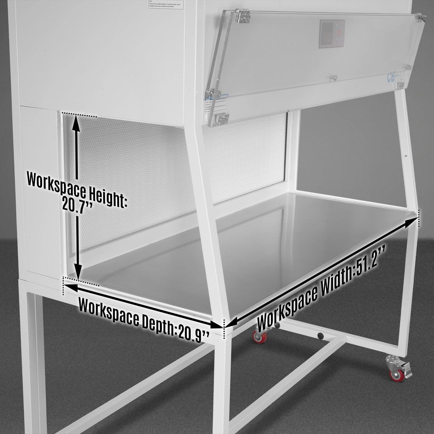 MechMaxx 53.5'' Wide Horizontal Laminar Flow Clean Bench with HEPA Filtration & UV Sterilization | ISO Class 5, CB-H2