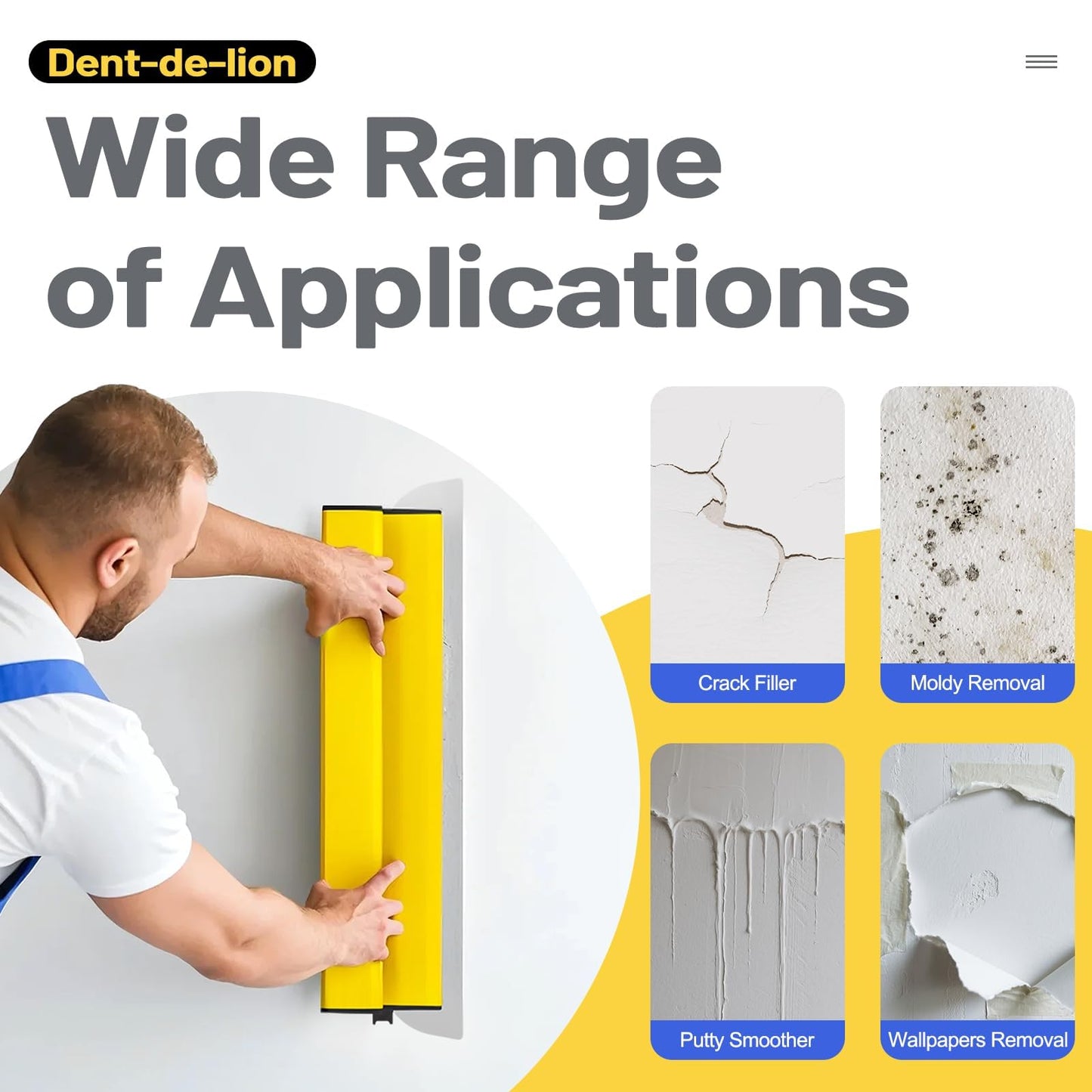 Drywall Skimming Blade Set Including Extra Blade Replace, 10", 16", 24" and 32" Stainless Steel Skimming Blades, 29"-47" Extension Handle, Smoothing Drywall Finishing Tools with Portable Case