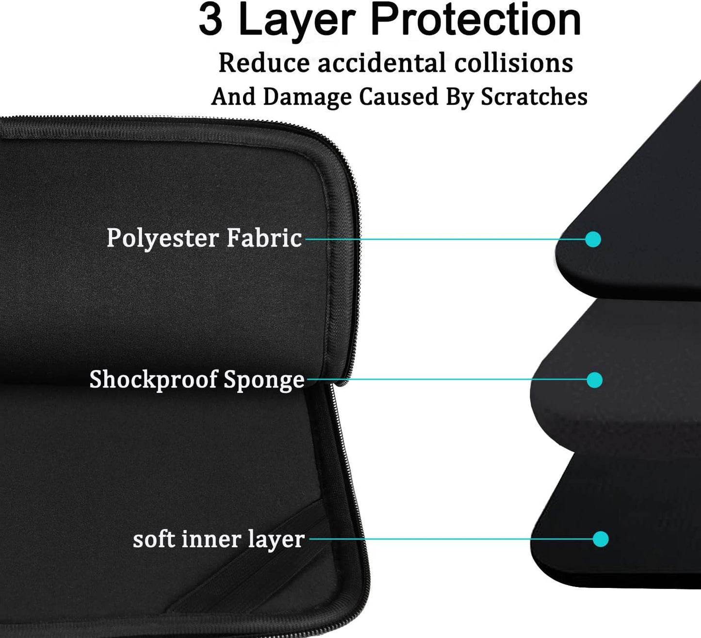 BOOEUDI 15.6 inch, 15.6 inch Laptop Case Sleeve Durable Shockproof Protective Computer Carrying Cover with Front