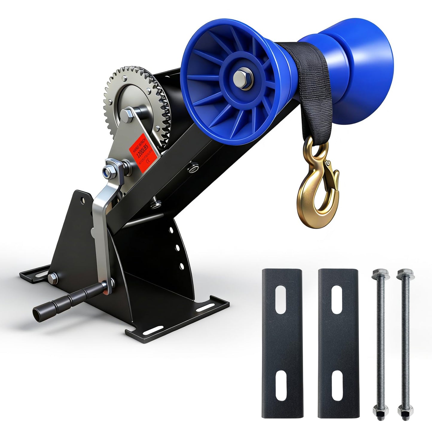 ZUIWAN 1200LB Boat Trailer Winch Stand with Galvanized Adjustable Mount Post & Roller - Fits 3" to 4" W x 4" H Trailer Tongue, Includes Ratchet Winch Kit