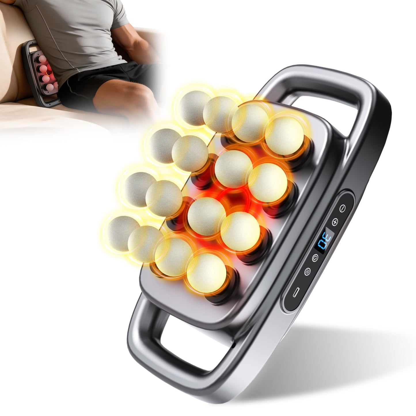 Fathers Day Dad Gifts, 16 Head Massage Gun, 【2026 Upgrade】 12V Motor 60kg Deep Tissue Percussion Massager, 30 Intensity Levels & 3 Smart Modes Multi-Head Back Massager for Legs,Arms,Waist Pain Relief