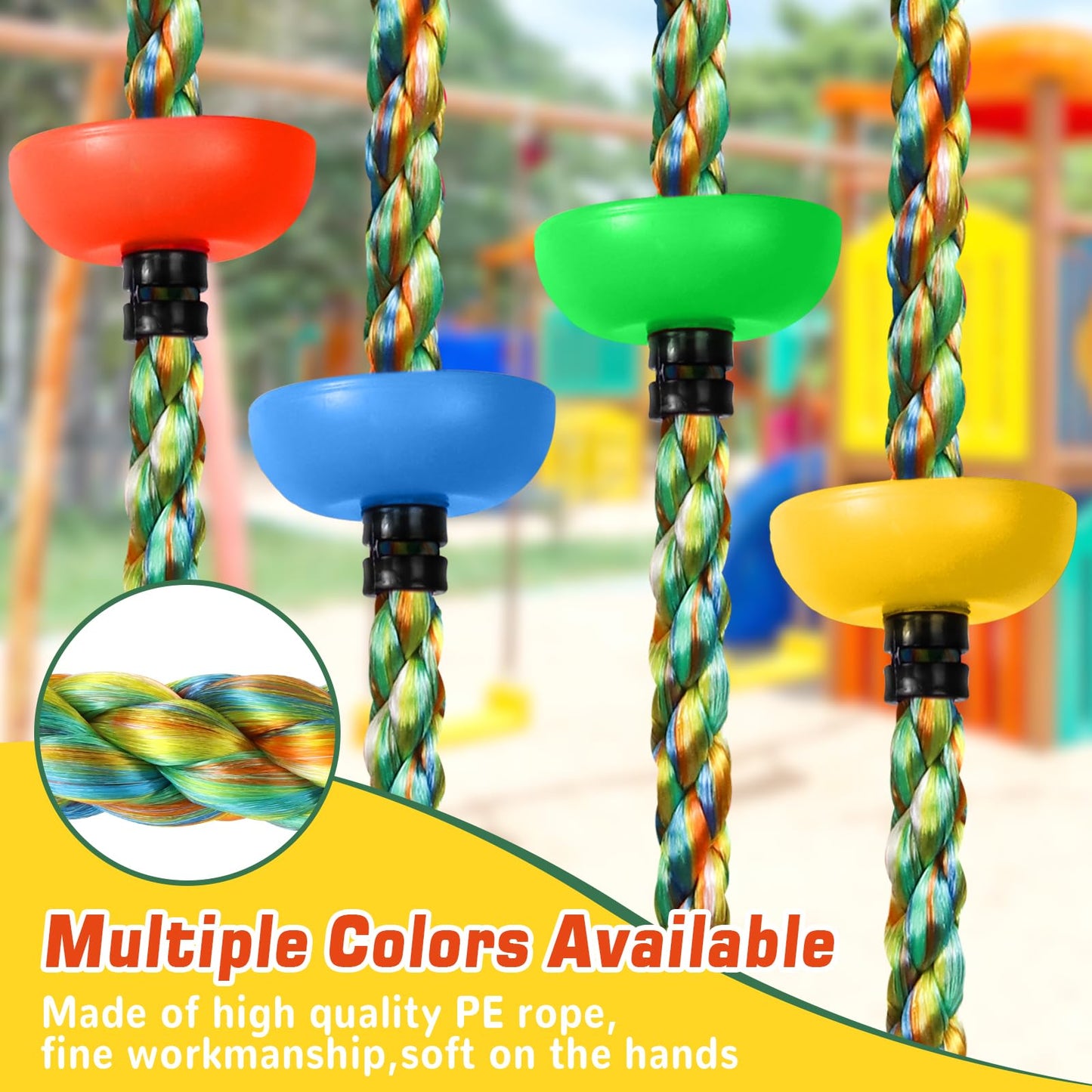 Tree Swing for Kids,Heavy Duty Single Disc Seat Climbing Rope Set with Hanging Strap and Platform Carabiners for Backyard Treehouse and Outdoor Playground Accessories(Yellow)
