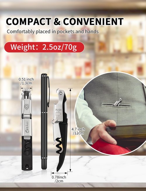 CORKAS Wine Key - 2Pack Handcrafted Professional Waiters Corkscrew, Compact Heavy Duty Wine Opener with Double Hinged, Foil Cutter and Bottle Opener, Birthday Gifts for Severs, Sommelier, Bartenders