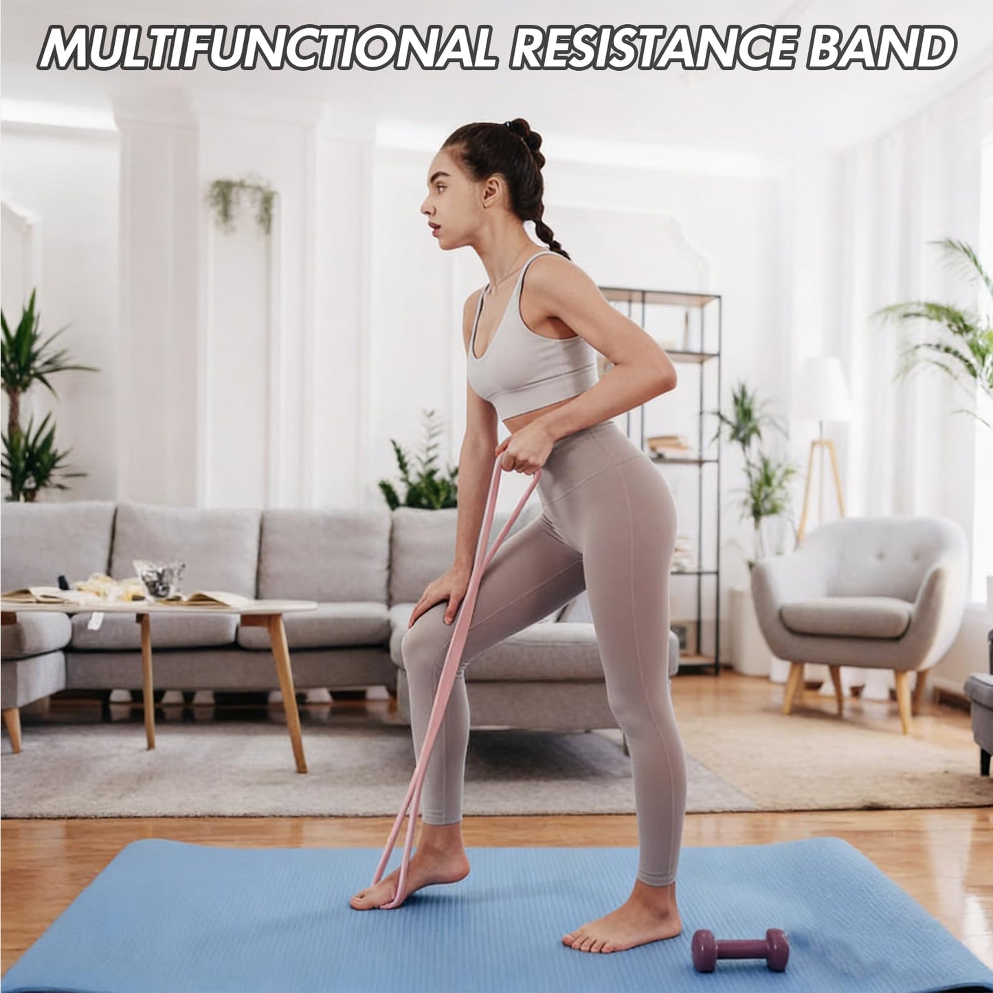 Figure 8 Resistance Band, Figure 8 Resistance Bands for Women Men, 15 lbs Resistance Band Figure for Working Out, Non-Slip Handles, Home Gym, Yoga & Physical Therapy