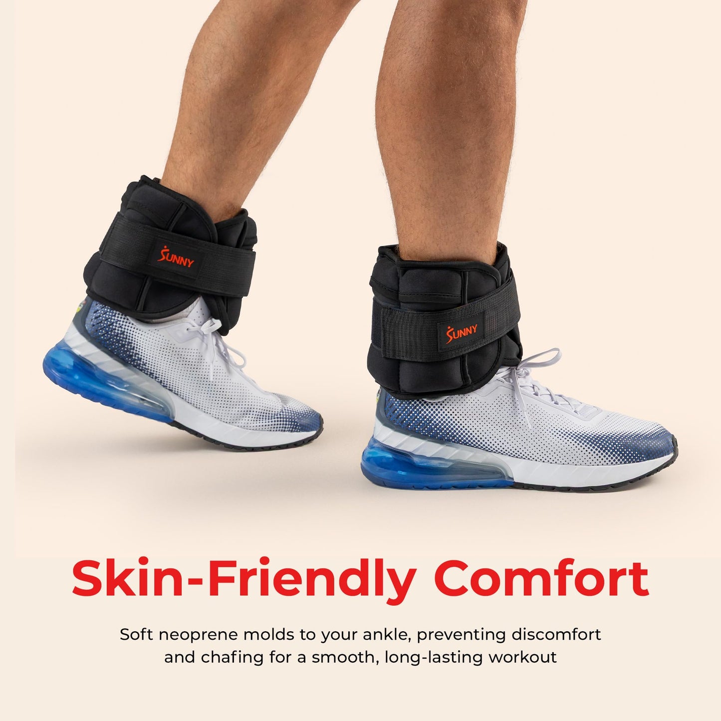 Sunny Health & Fitness Ankle Weights for Women, Men & Kids – Adjustable 1–5 lb Pair | Wrist, Arm & Leg Weights for Walking, Pilates, Yoga & Cardio