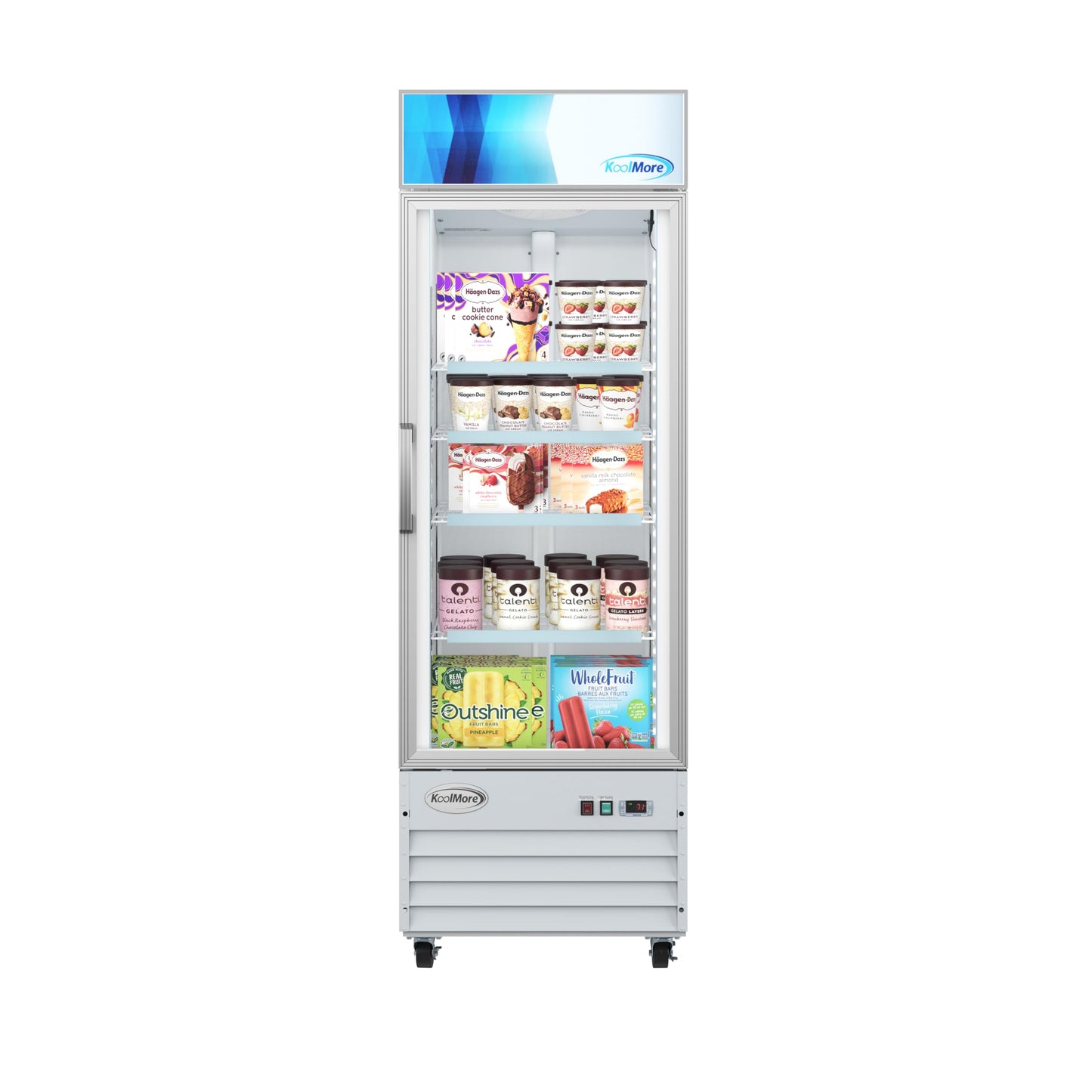 KoolMore 27 in. Commercial One Glass Door Display Upright Freezer Merchandiser in White 13 Cu. Ft. (MDF-1GD-13C-WH)