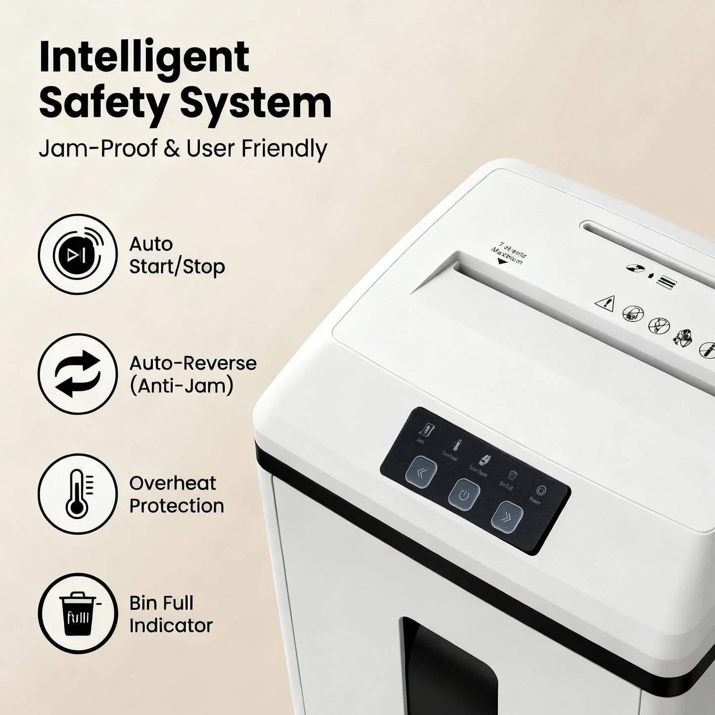 Trishintage Heavy Duty Paper Shredder: 7 Sheets P-7 Ultra Micro-Cut 3/64''*5/64'' Shreds Credit Cards & CDs 30 Min Continuous Run 6-Gallon Bin High-Security Commercial for Home Office Business Bank
