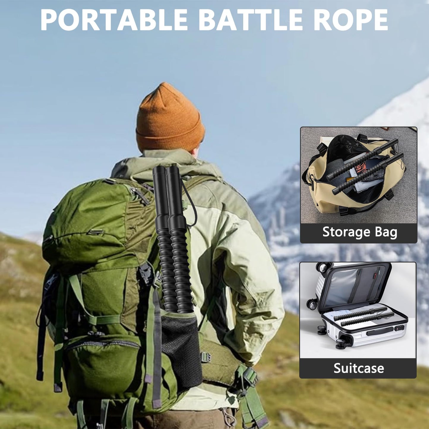 Upgrade Weighted Ropeless Battle Ropes, 2PCS Heavy Duty Portable Cordless Battle Ropes for Home Gym, Workout Exercise Rope for Strength Building, HIIT and Low-Impact Aerobic Training for Men & Women