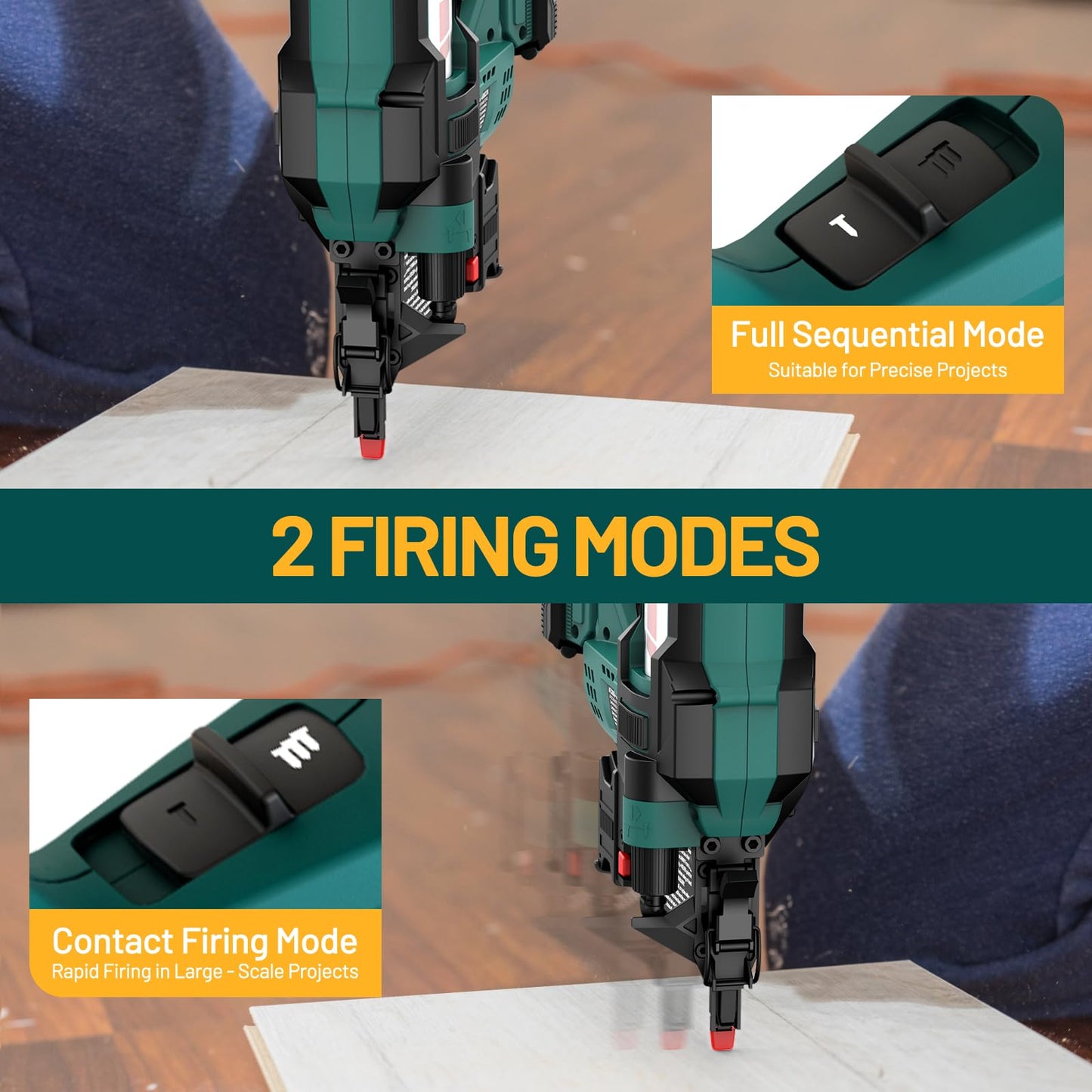 Cordless Brad Nailer, Nail Gun Battery Powered, Staple Gun with 2.0Ah Battery & Charger, 18GA 2 Inch Nail Depth Adjustment with 1800pcs Nails for Home Improvement, Woodworking