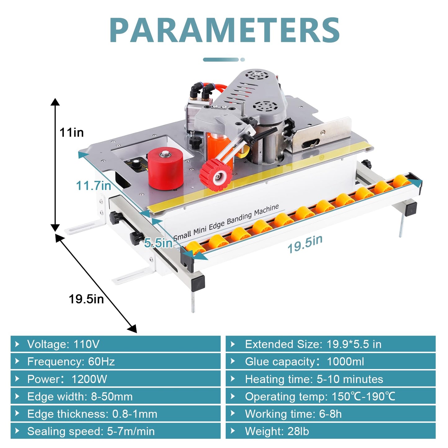 Edge Bander Banding Machine Mini Automatic Tape Breaking Edge Banding Machine Microcomputer Control Curve Straight Edge Sealing Dual-Side Gluing Adjustable Speed 110V