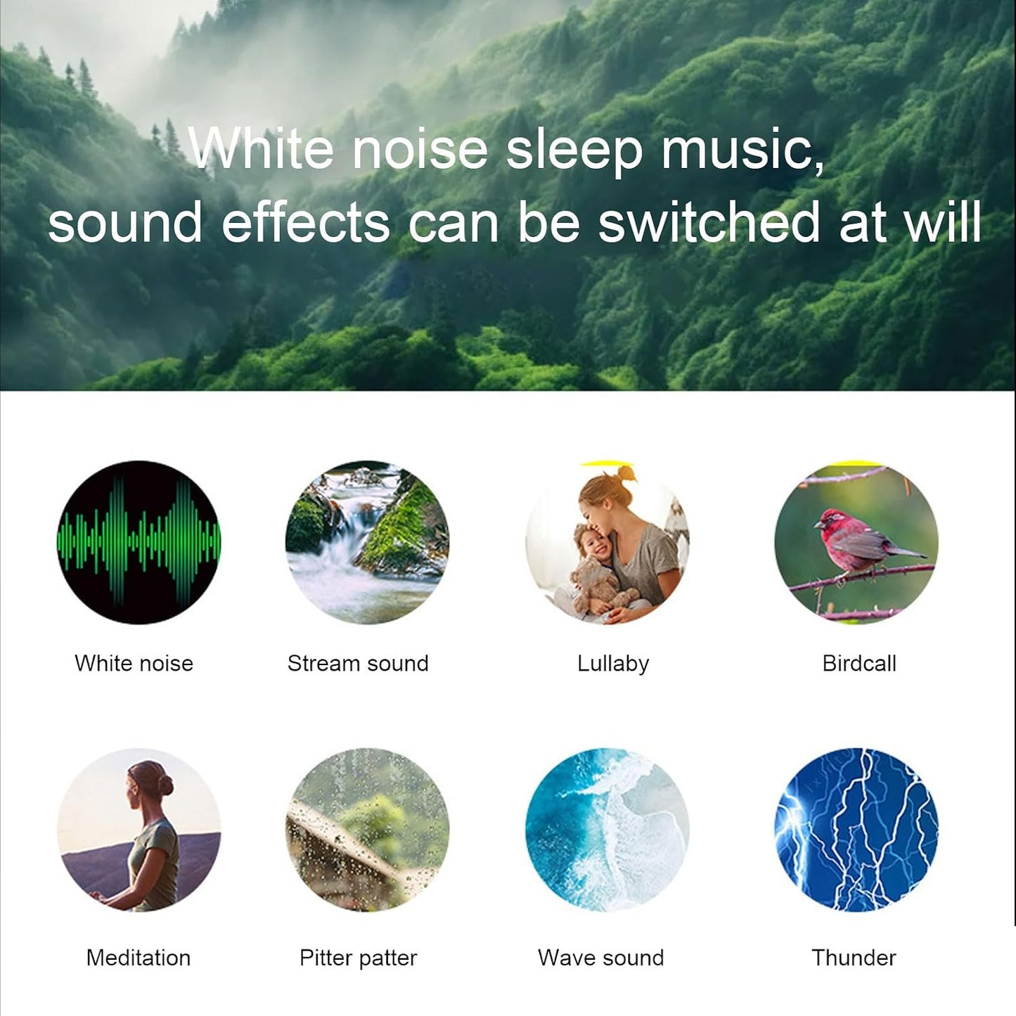 generic Bone Conduction Sleep Speaker White Noise BT Playback Aid Music with Timed Shutdown Desktop Stand (Orange)