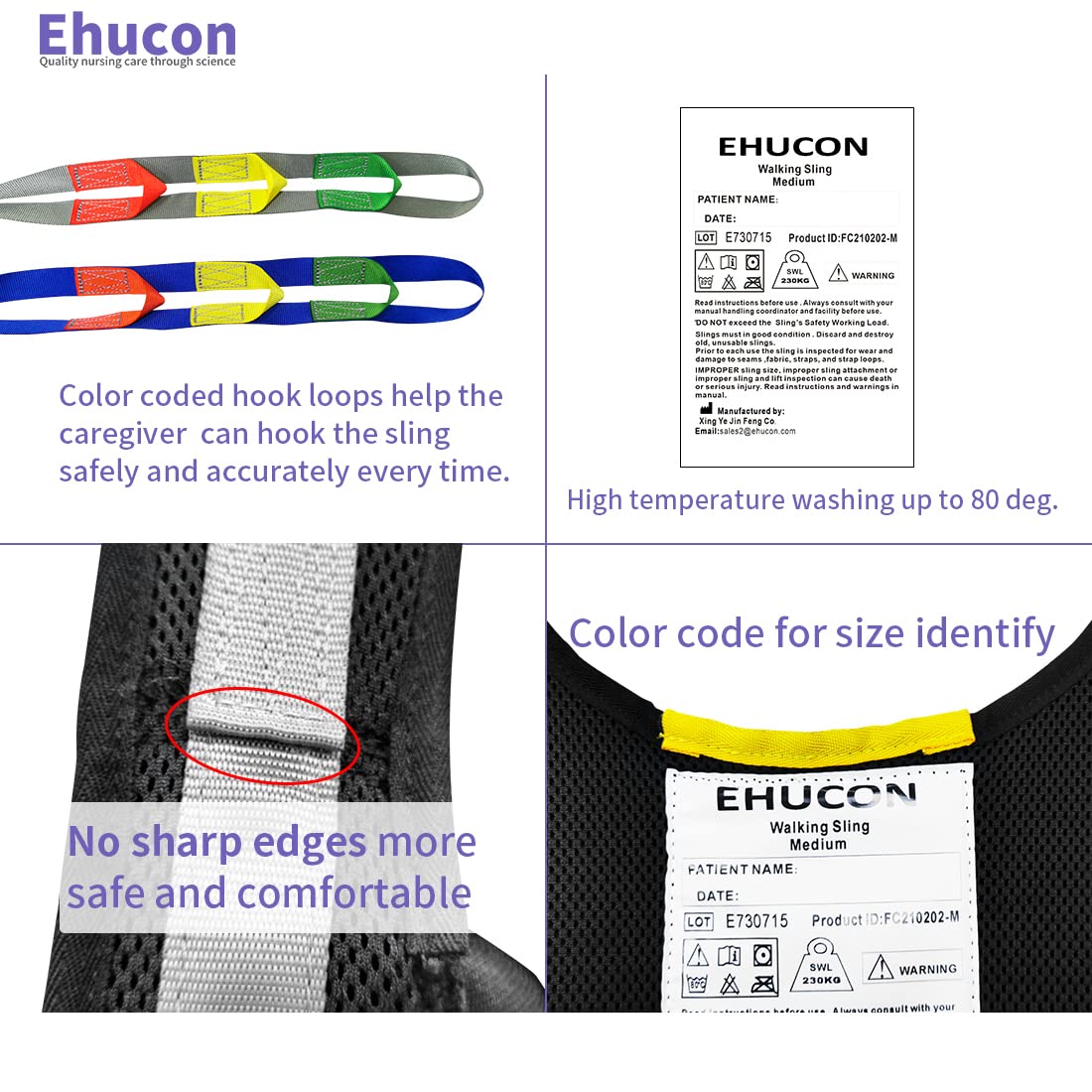 EZ Assistive Patient Lift Walking Sling Medical Hoist Standing Aids for Ambulating Support Training, Pelvic Padded 500lbs Safety Loading Weight (Black-M)