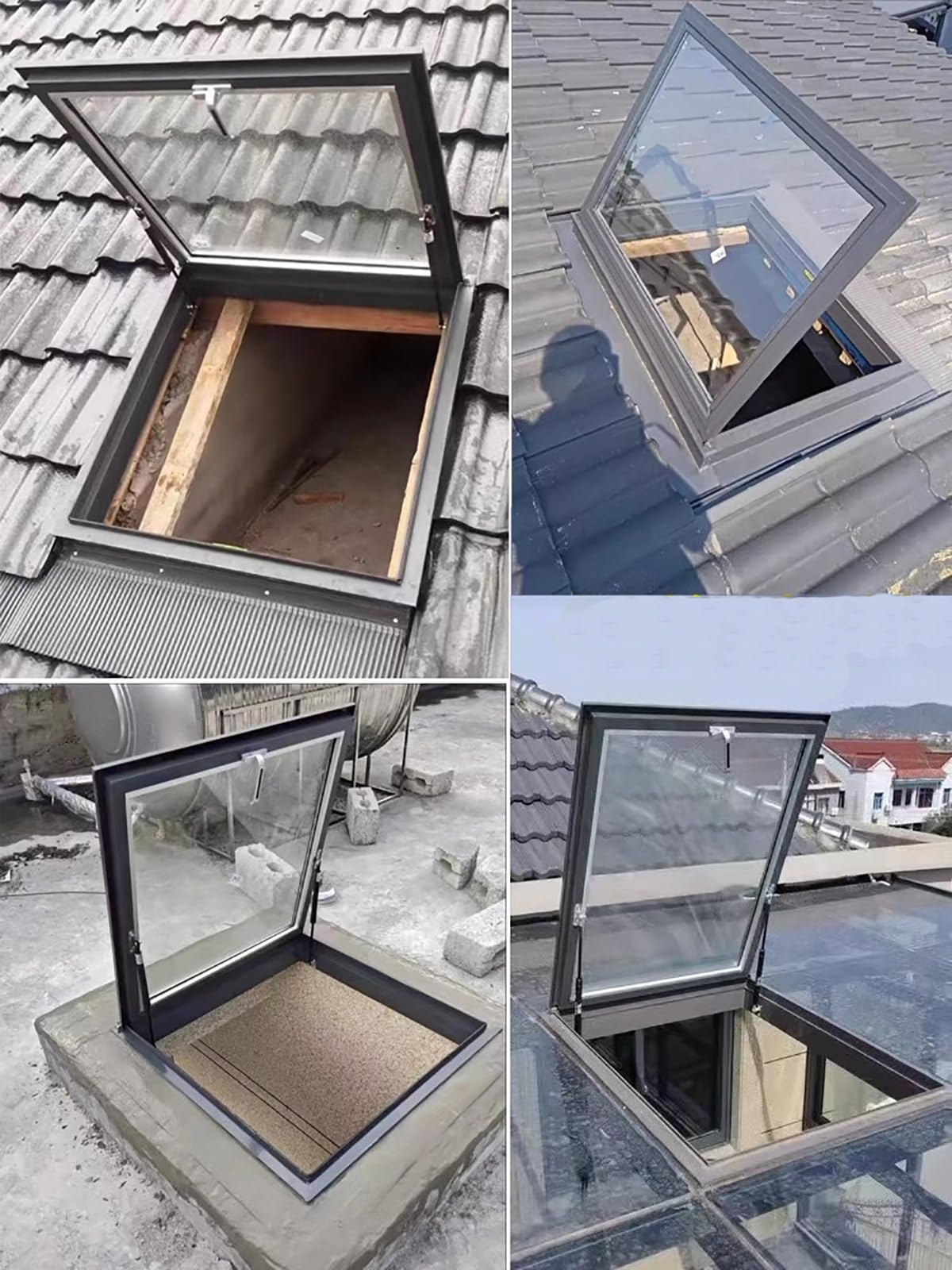 Energy Efficient Venting Skylight for Sloped & Flat Roofs, 75x90cm Tempered Glass & Aluminum Frame, Ideal for Home & Warehouse Use, Durable & Stylish Design