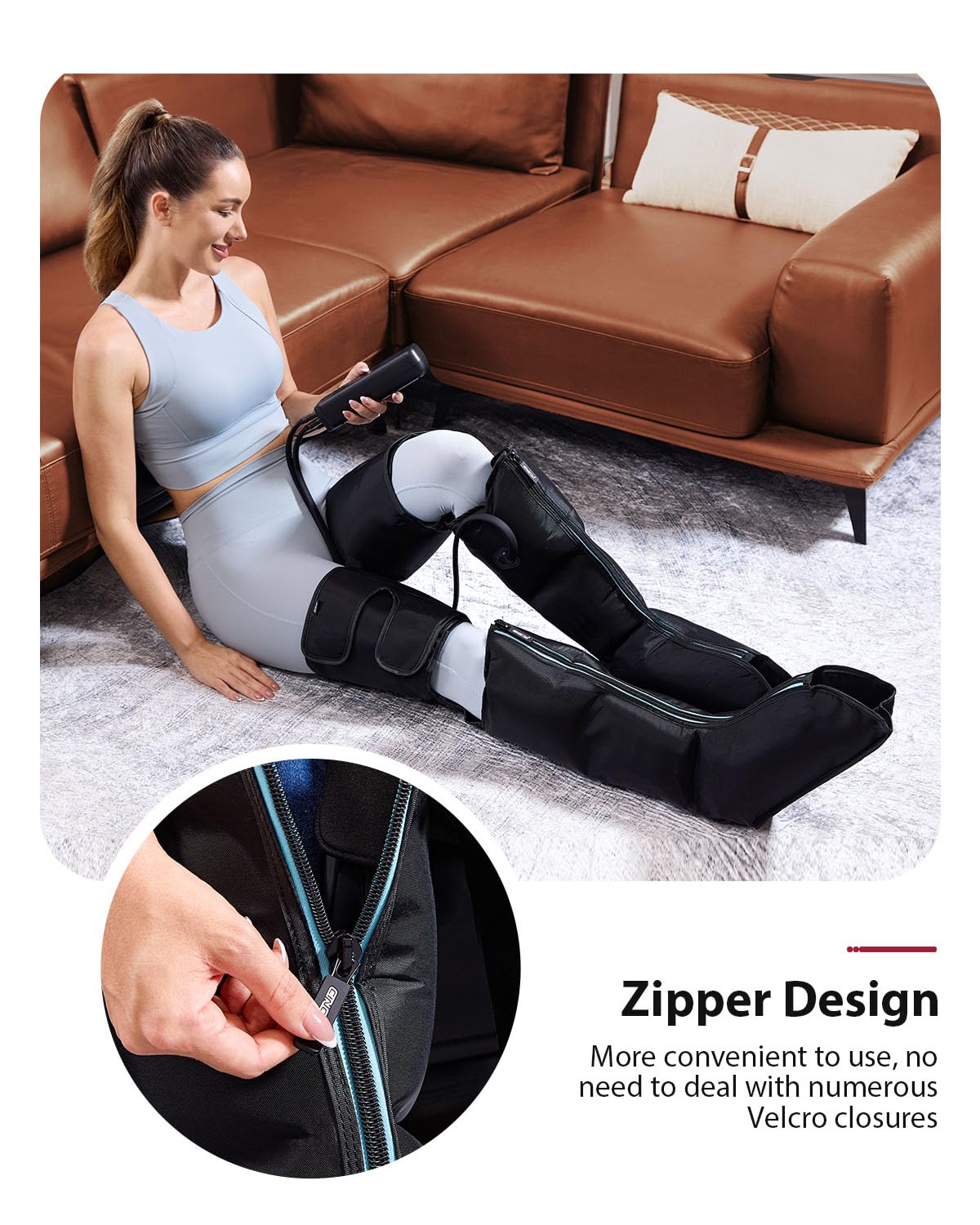 CINCOM Leg Massager for Circulation and Pain Relief, Air Compression 3 in 1 Leg Massager for Foot Calf & Thigh, Leg Compression Boots for Recovery, Edema, RLS Relief
