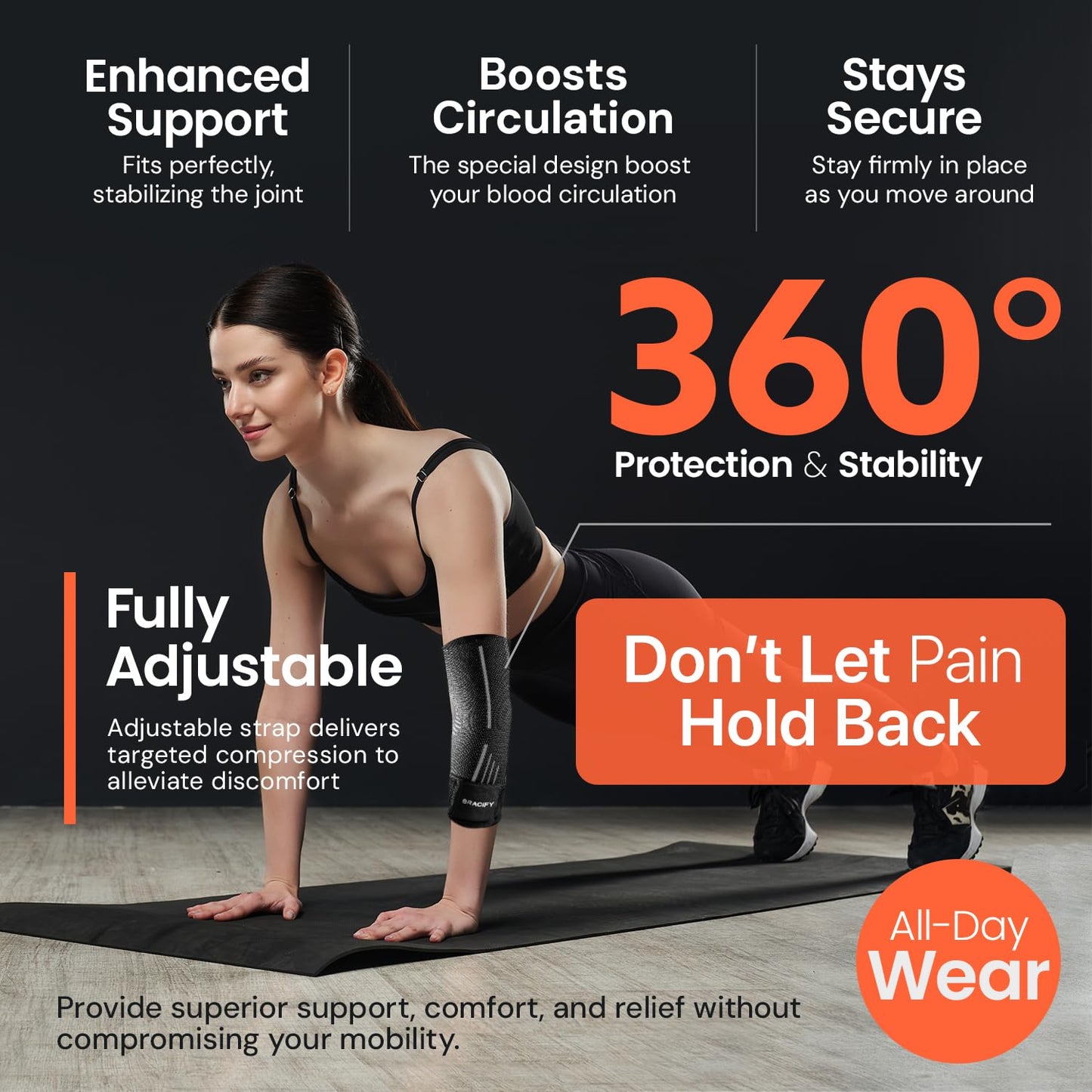 Elbow Brace for Tendonitis and Tennis Elbow for Women & Men, Arm Compression Sleeve for Arthritis, Workouts, Weightlifting, Reduce Joint Pain During Fitness Activity (Large)