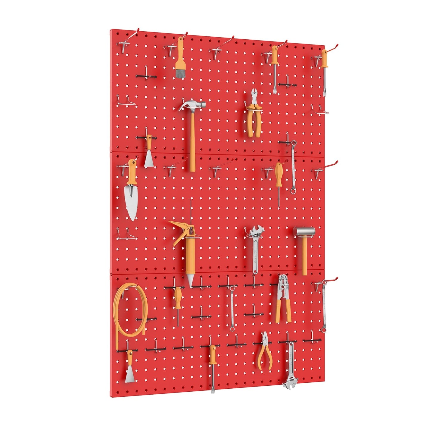 TORACK 3 PCS Metal Pegboard Panels(12x24 inch) for Wall Garage Tools Storage Pegboard System for Workbench, Modular Peg Board Tool Organizer Board Kit(Pack of 3, Red)