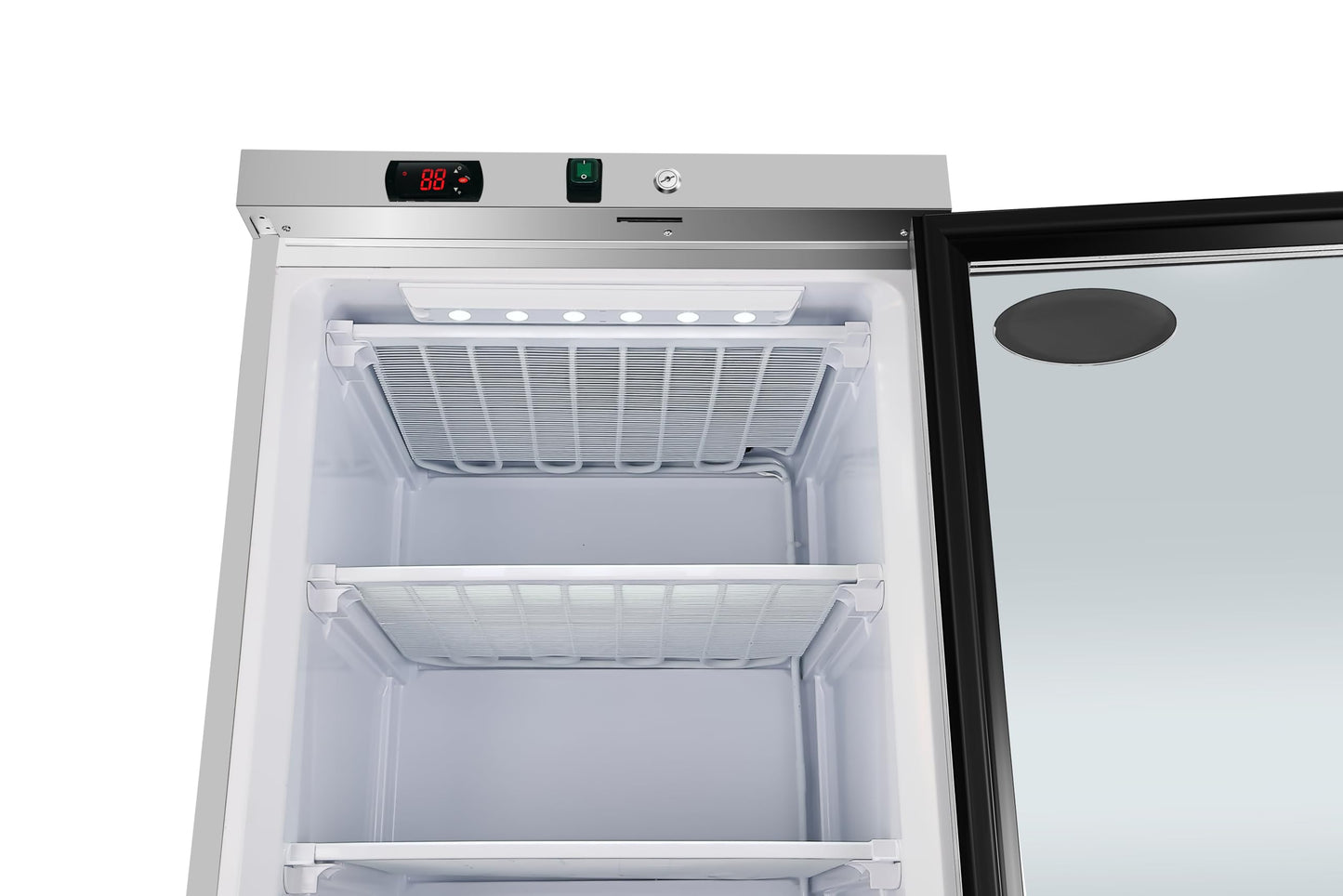 KoolMore 12 Cu. ft. Commercial Freezer with Glass Door in Stainless Steel - Manual Defrost (KM-FMD12SGD)
