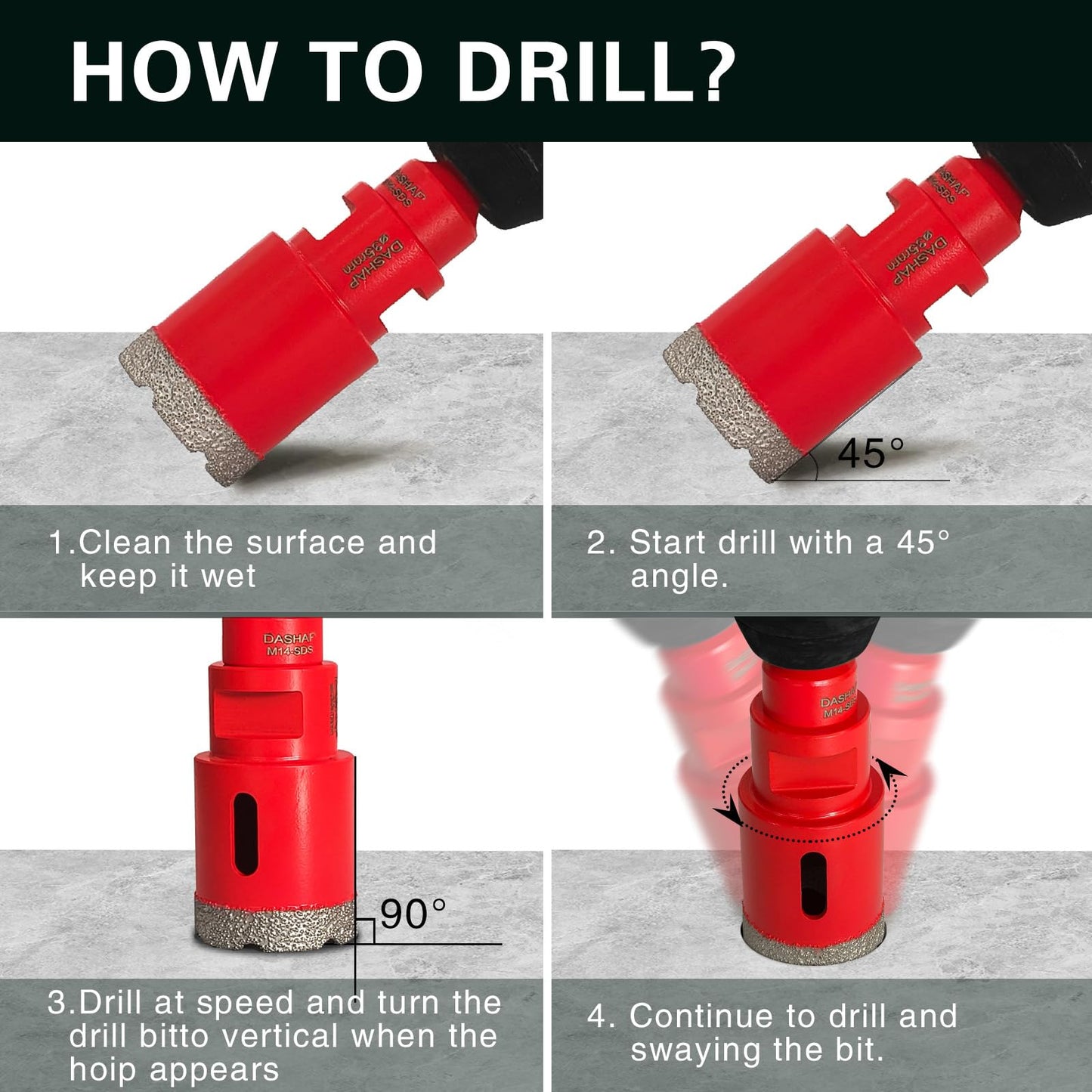 Diamond Hole Saw Kit,14 PCS Porcelain Tile Drill Bits Set 6/6/8/19/25/35/51/75/100mm,Diamond Core Drill Bits Set for Ceramic, Granite,Porcelain
