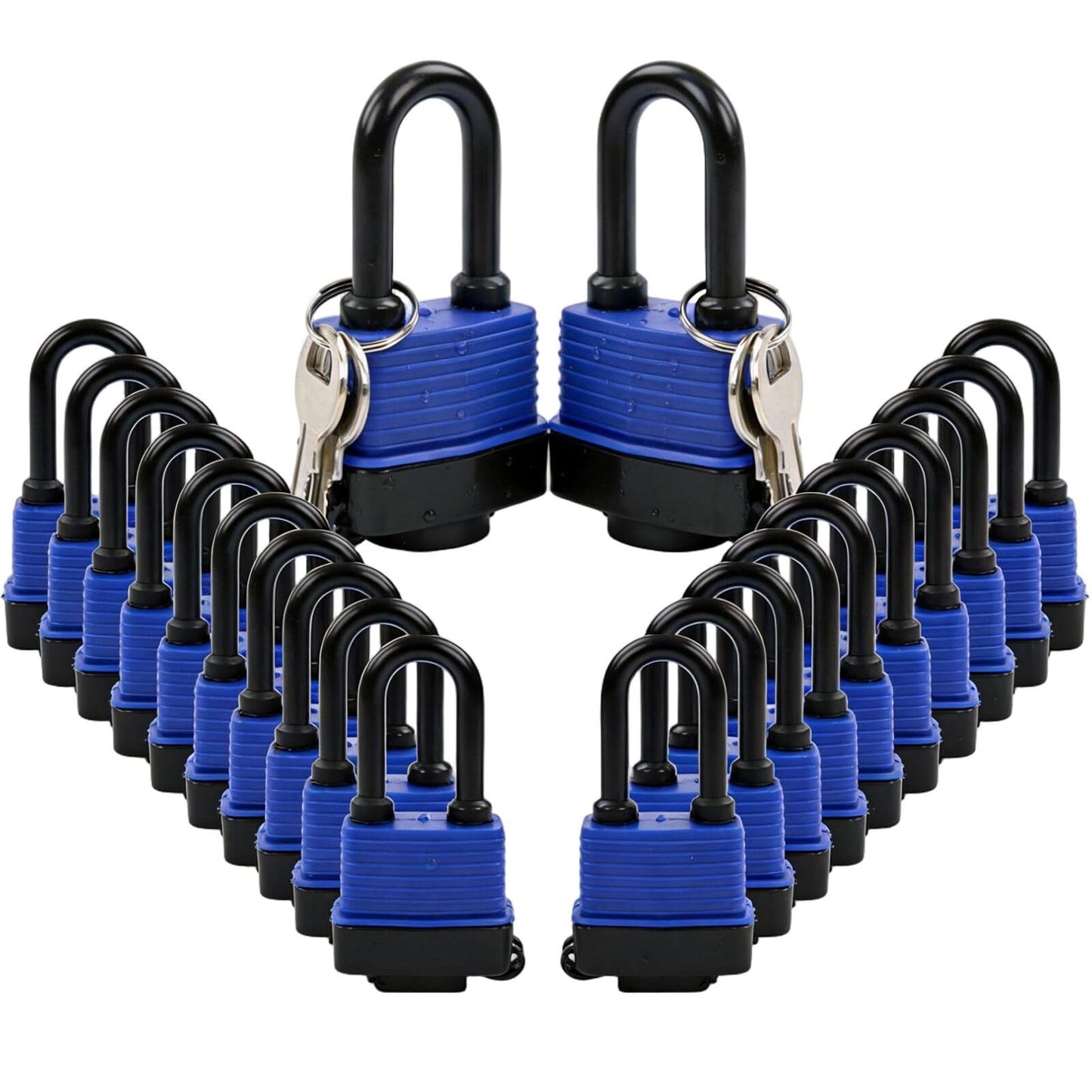 SEPOX® 20Pcs Heavy-Duty 44mm 1.75" Out-Door Padlock Keyed-Alike, Water-Resistant Cover, Steel Lock with Same-Key, Extra-Long-Shackle Anti-Rust, Brass Cylinder for Boat, Fishing, Marine, Fence