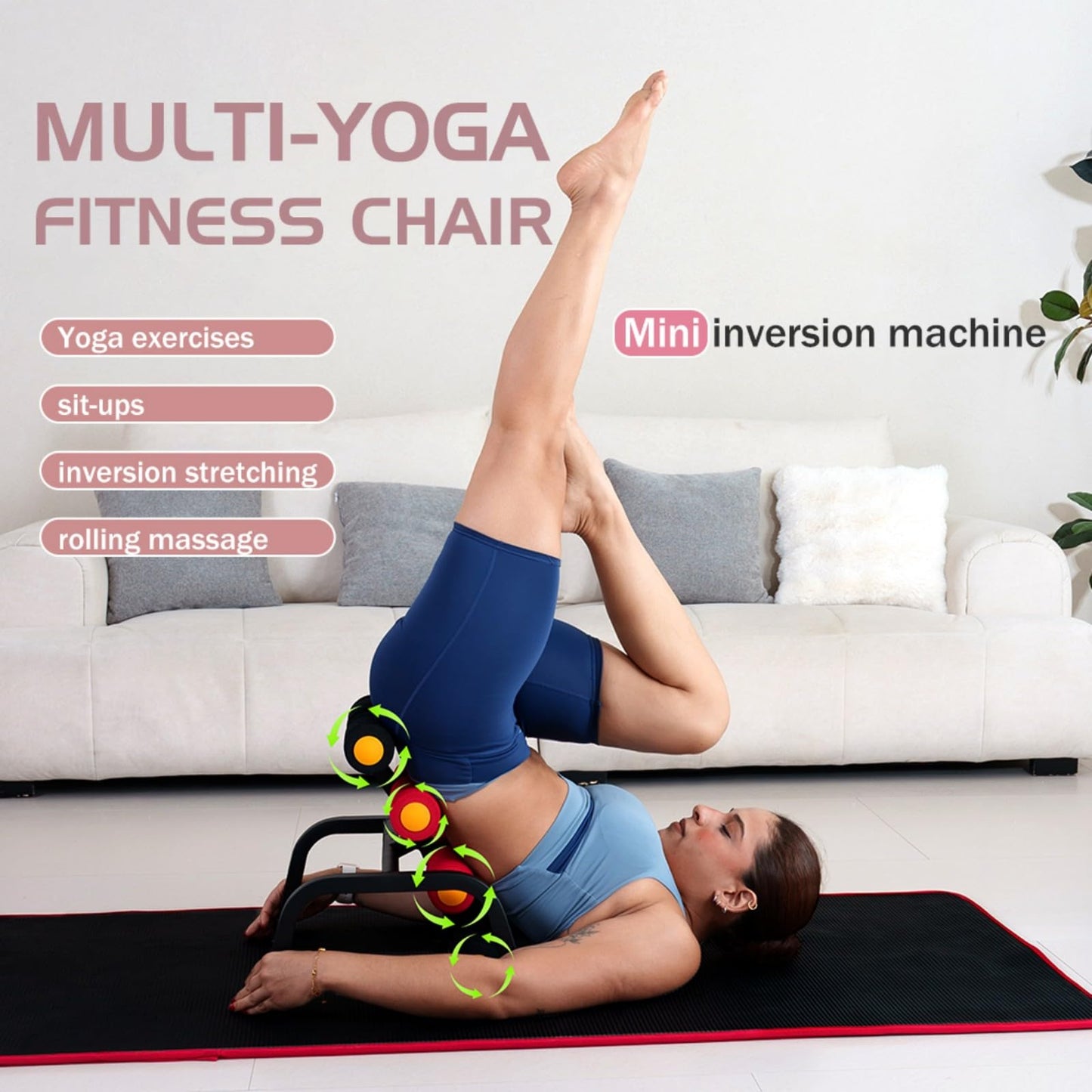 Magic BB Foldable Back Extension Machine Home Gym Sit Up Machine for Glute & Ab Workouts Squat Machine for Home Gym Back Exercise for Lower Back Training with Resistance Bands (Blue)