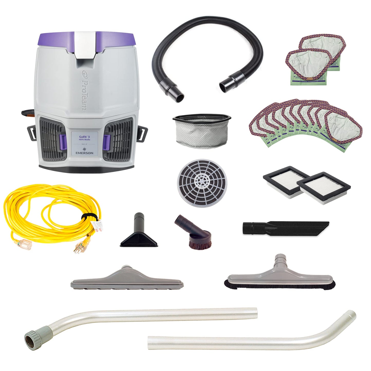 ProTeam GoFit 3 Commercial Backpack Vacuum with Restaurant Tool Kit, 3 qt, Corded
