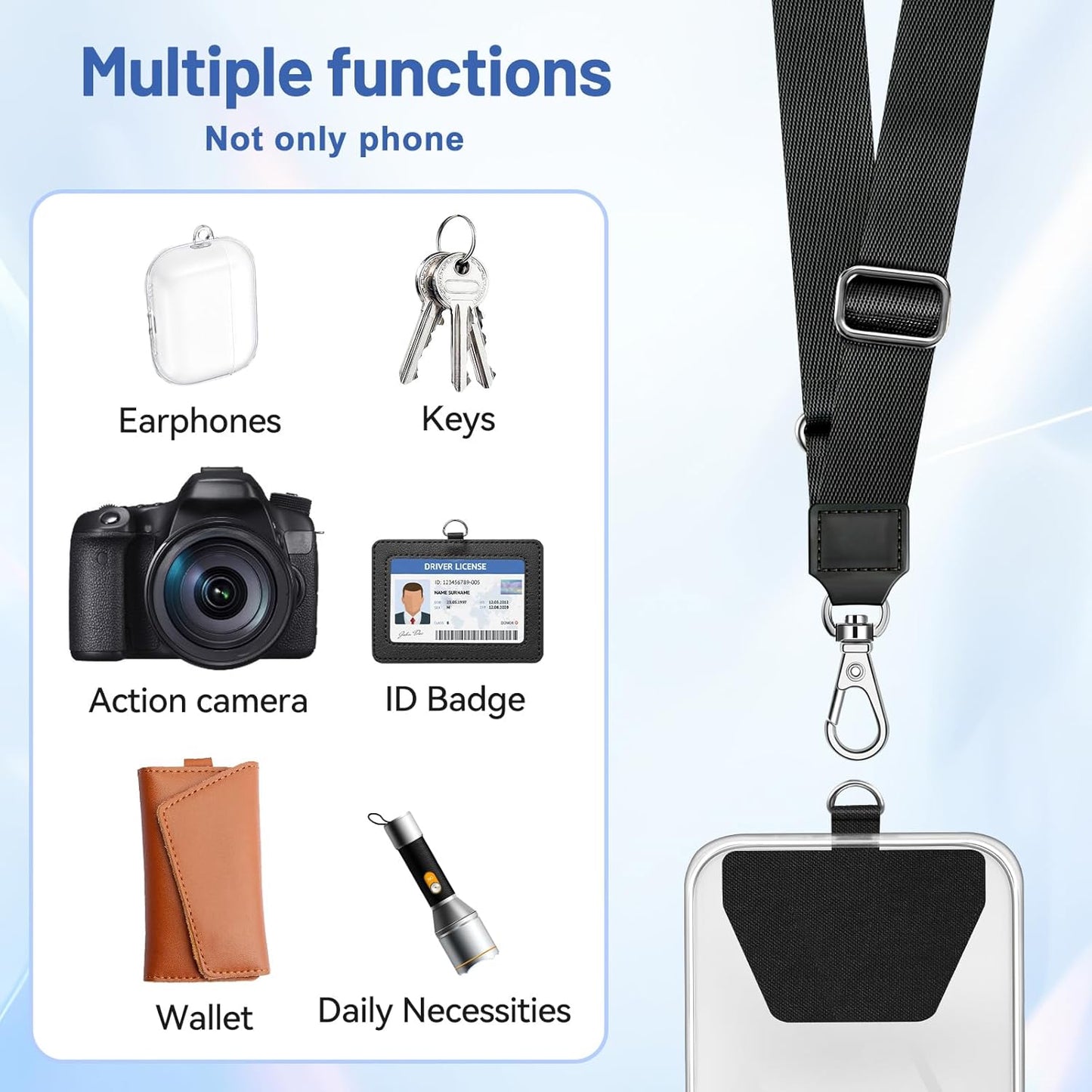 2 Pack, Doormoon Phone Strap Crossbody, Wrist Straps with Patch Cases Cell Phone Lanyards for Women Drop Protection